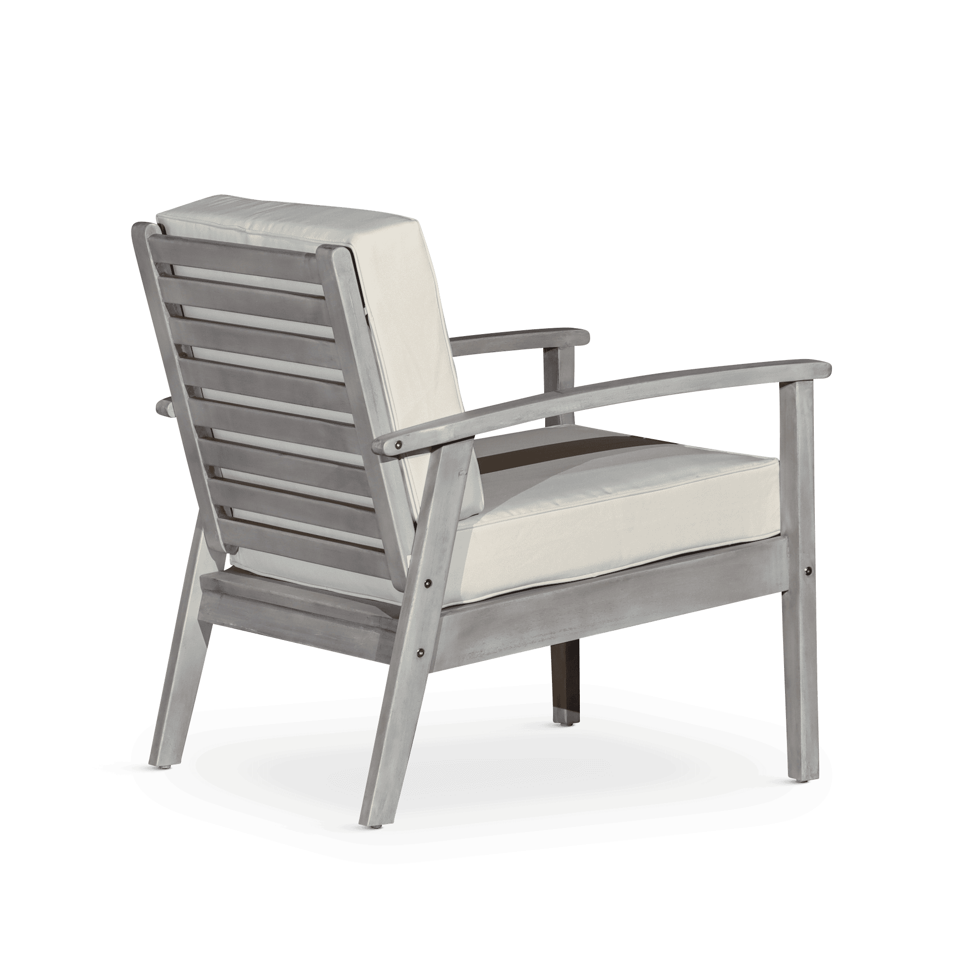 Deep Seat Eucalyptus Chair Silver Gray Finish, Burgundy Cushion