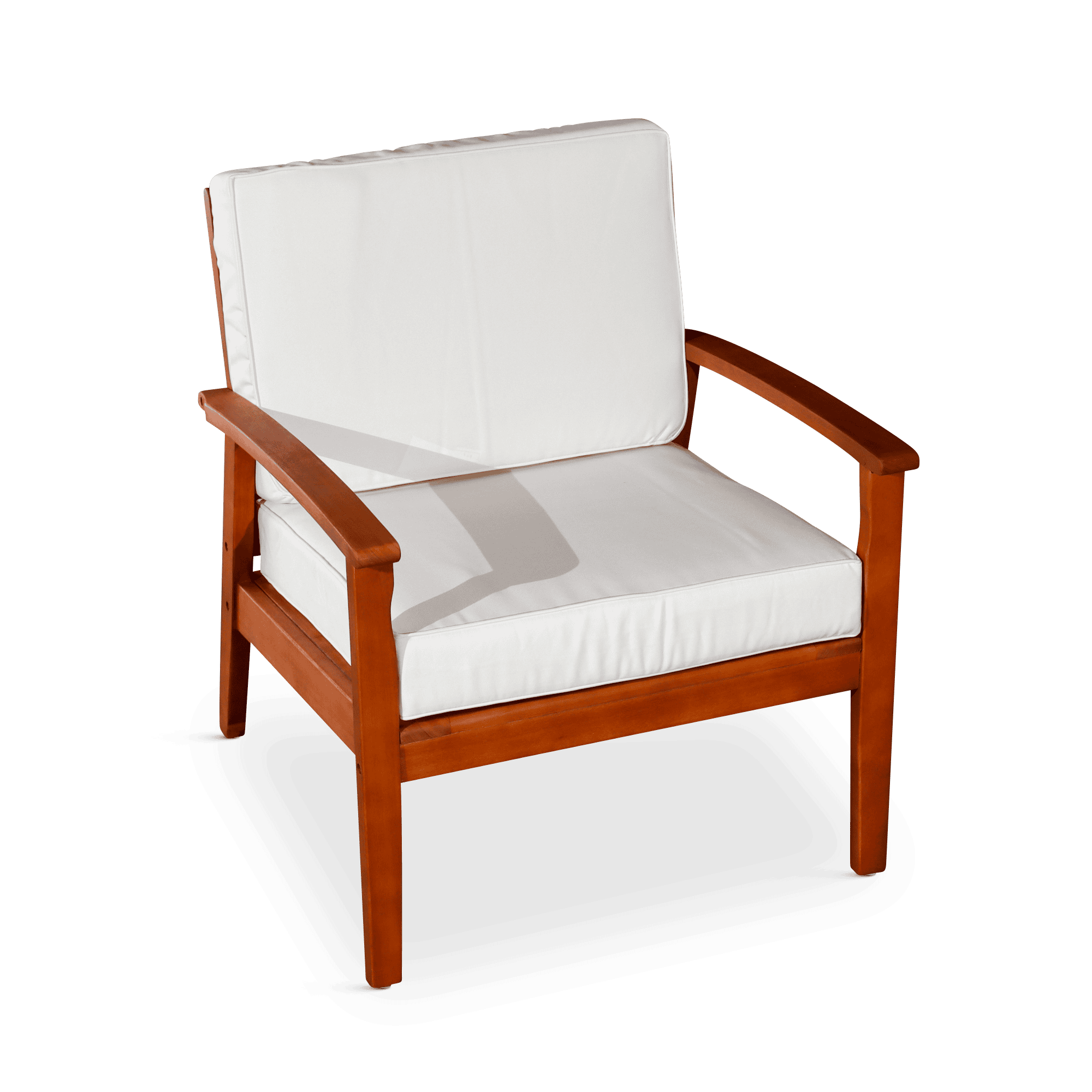 Deep Seat Eucalyptus Chair, Natural Oil Finish, Burgundy Cushions