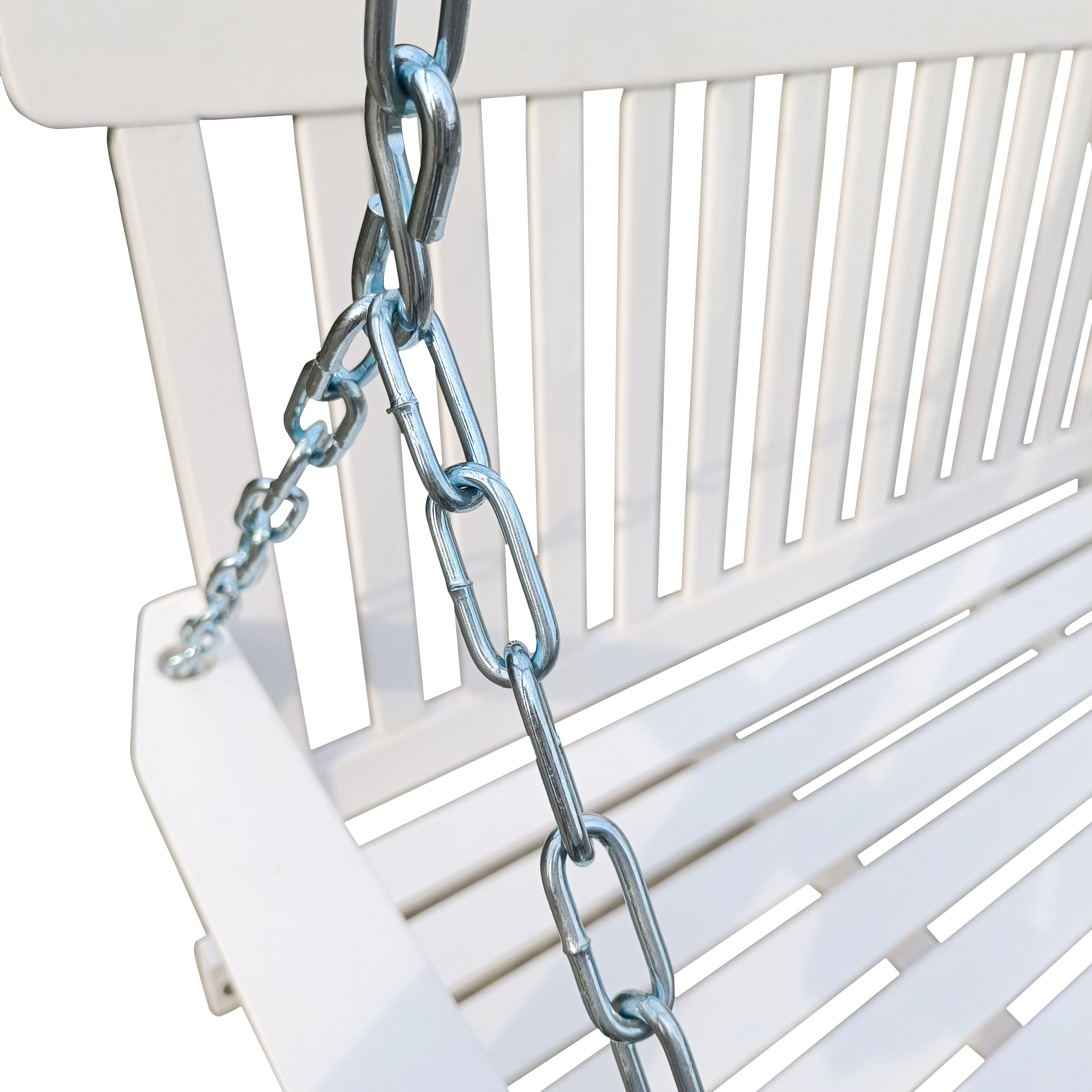 Front Porch Swing with Armrests, Wood Bench Swing with Hanging Chains,for Outdoor Patio ,Garden Yard, porch, backyard,  or sunroom,Easy to Assemble,white