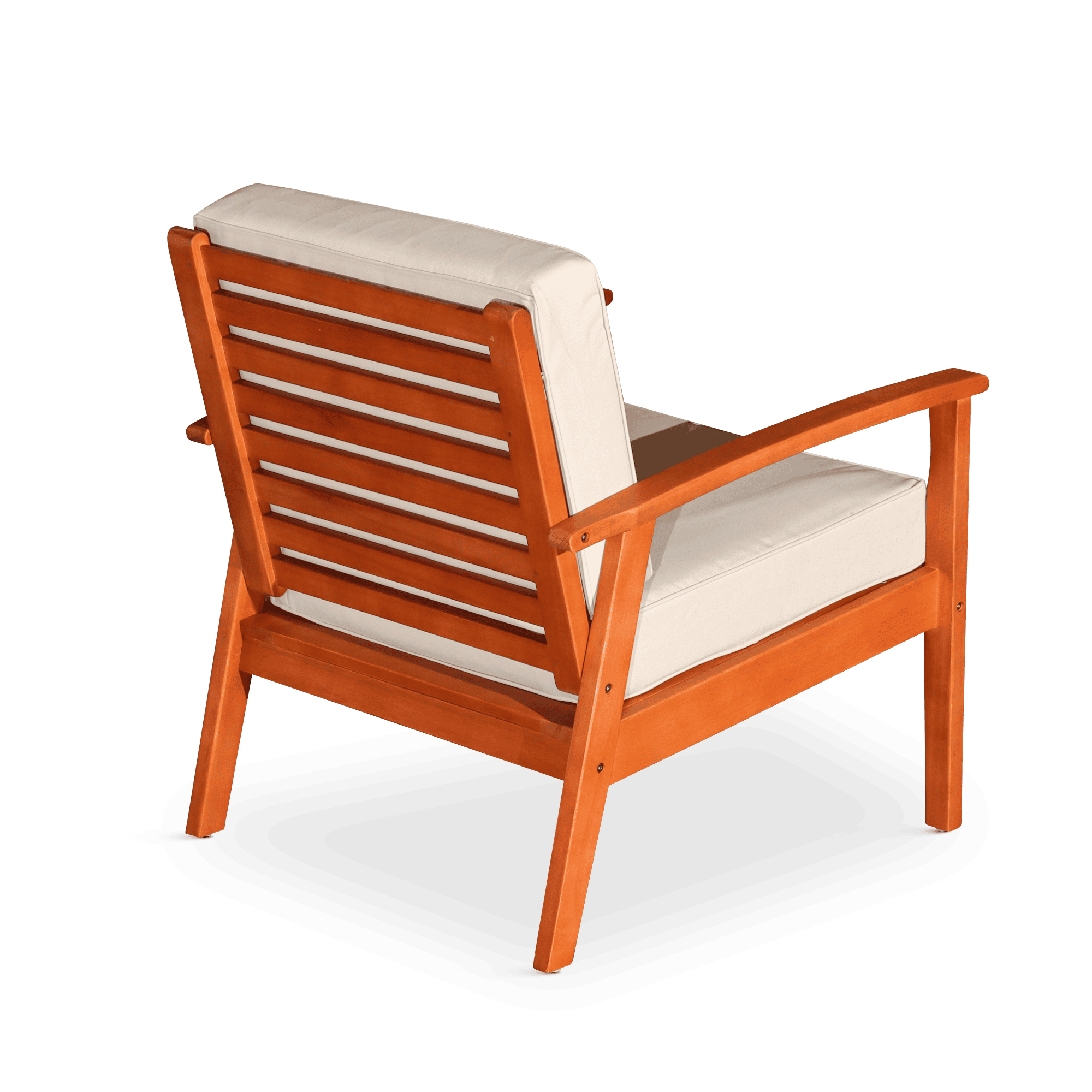 Deep Seat Eucalyptus Chair, Natural Oil Finish, Burgundy Cushions