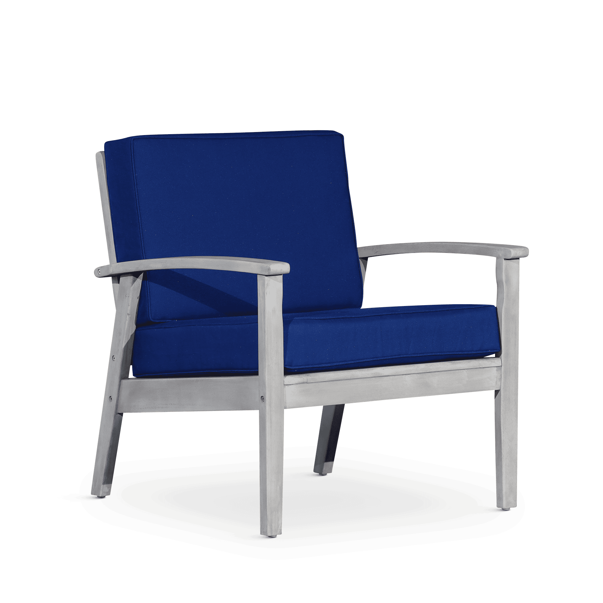 Deep Seat Eucalyptus Chair Silver Gray Finish, Burgundy Cushion