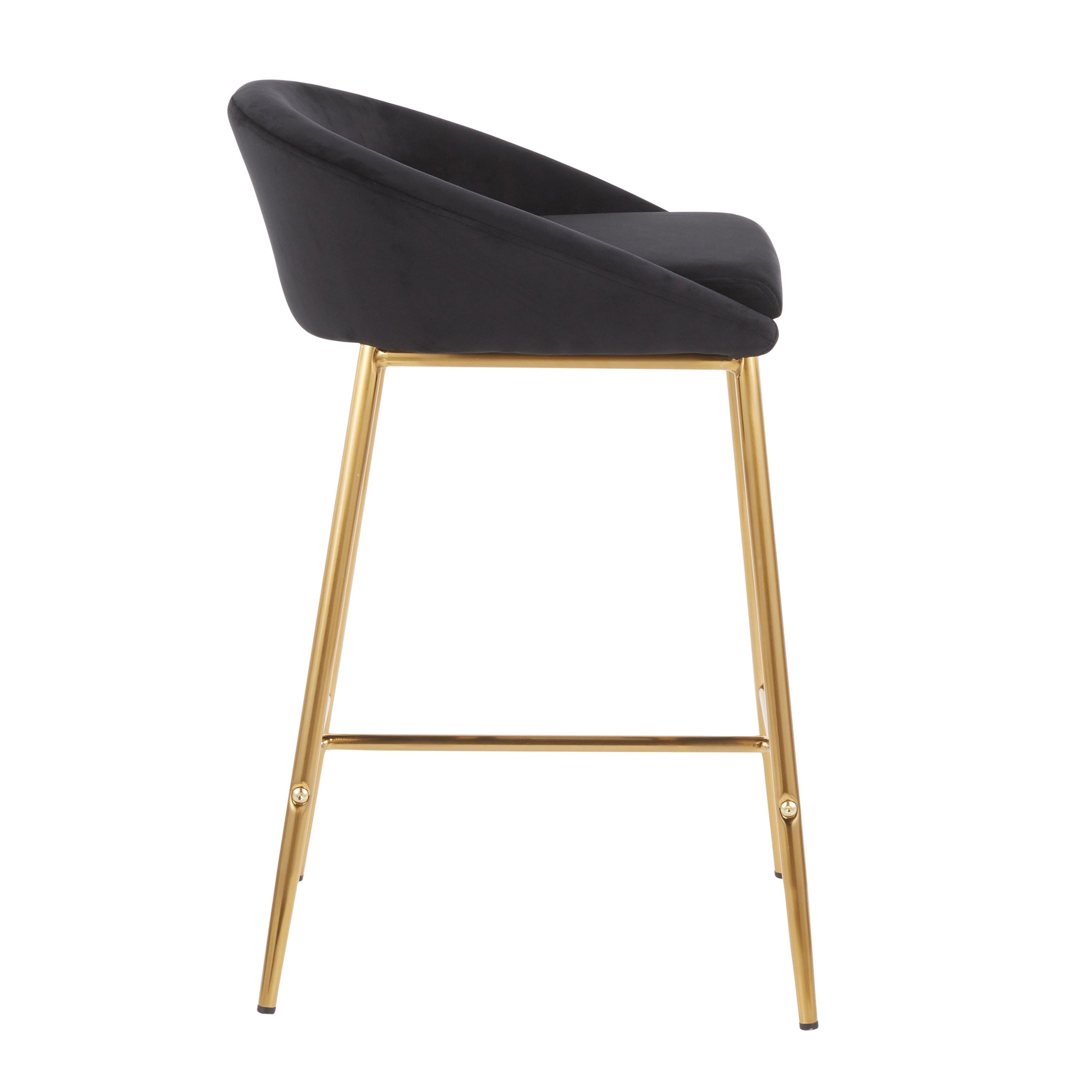 Matisse Glam 26" Counter Stool with Gold Frame and Black Velvet by LumiSource - Set of 2