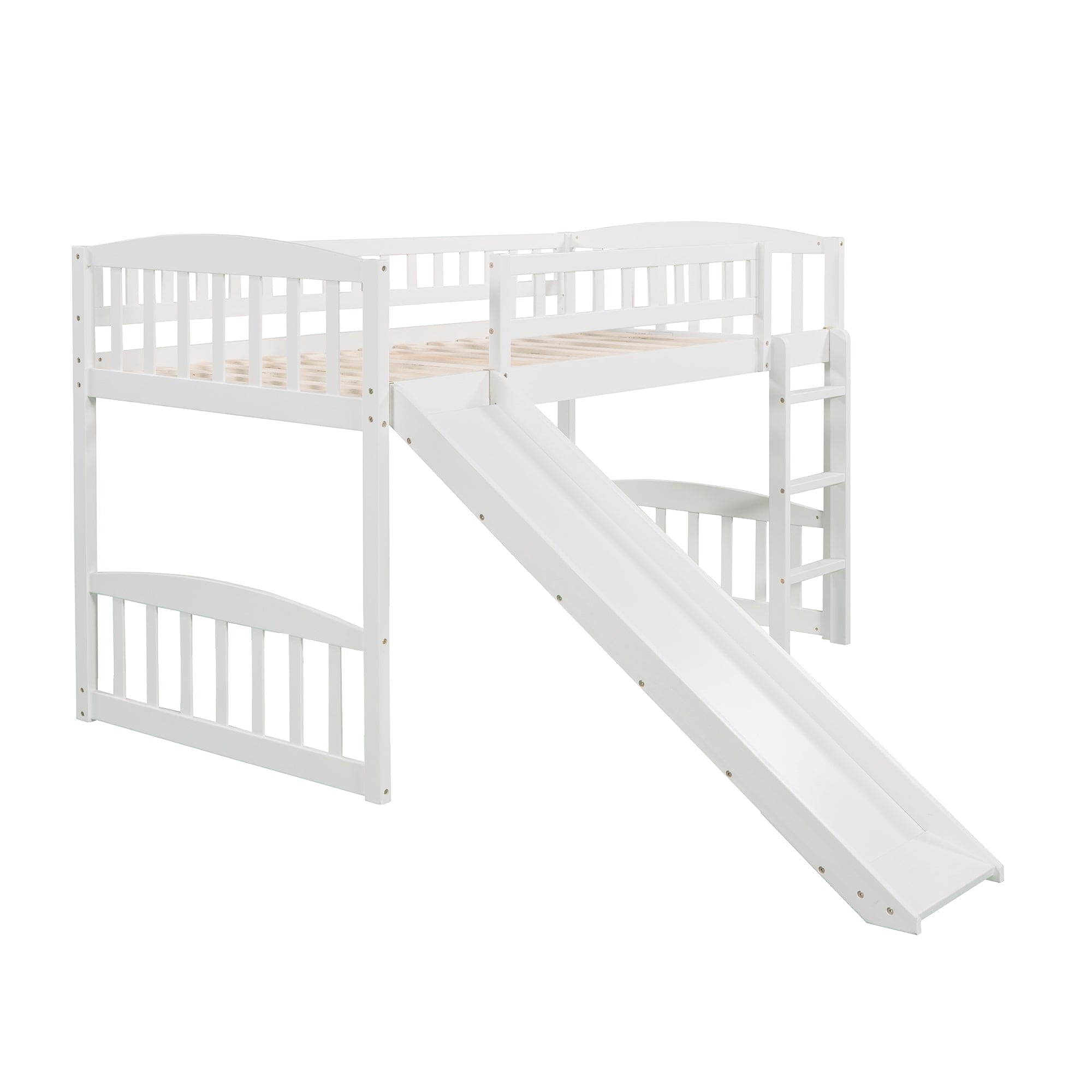 Twin size Loft Bed with Slide and Ladder, White(OLD SKU: LP000504AAK)