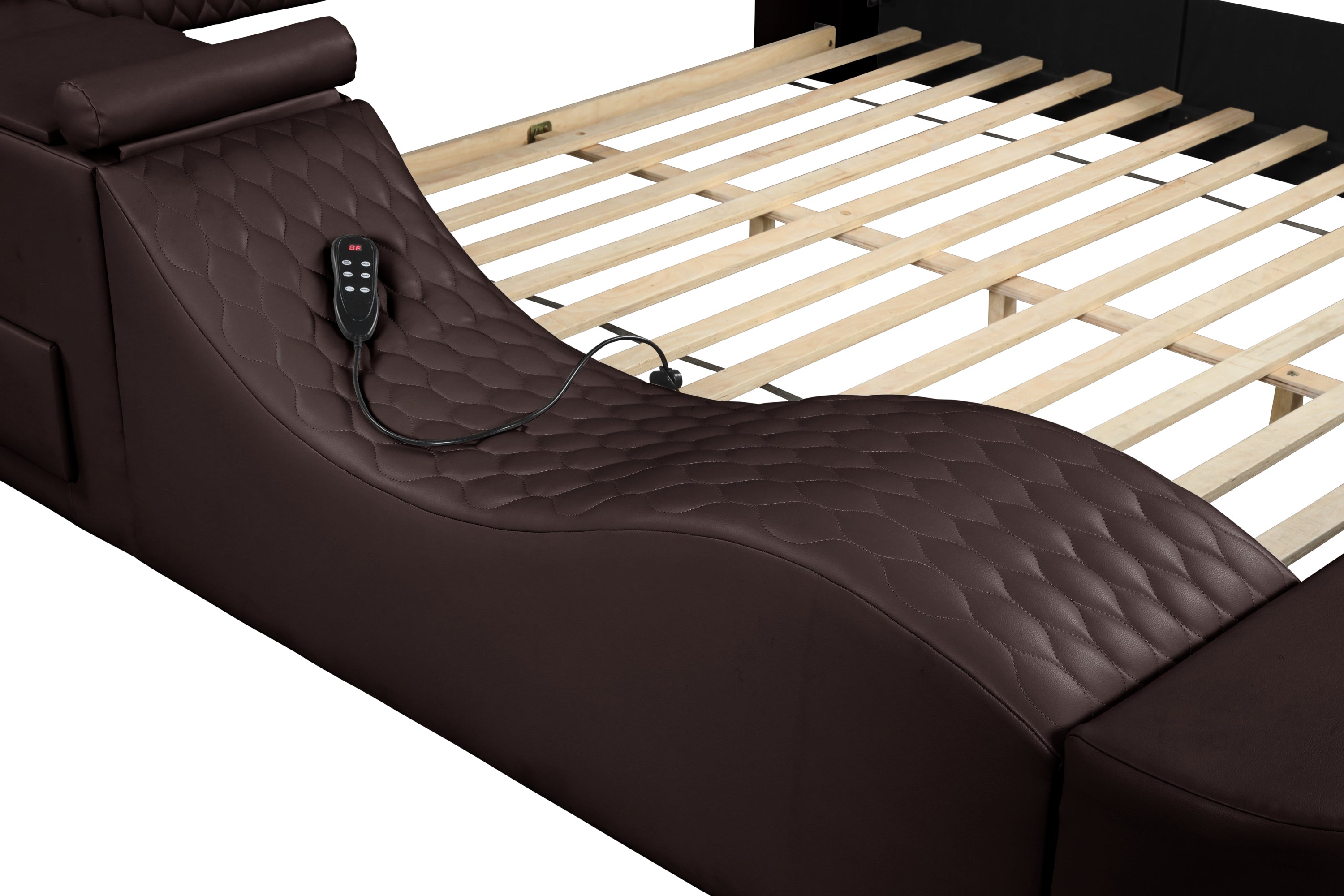 Zoya Smart Multifunctional Queen Size Bed Made with Wood in Brown