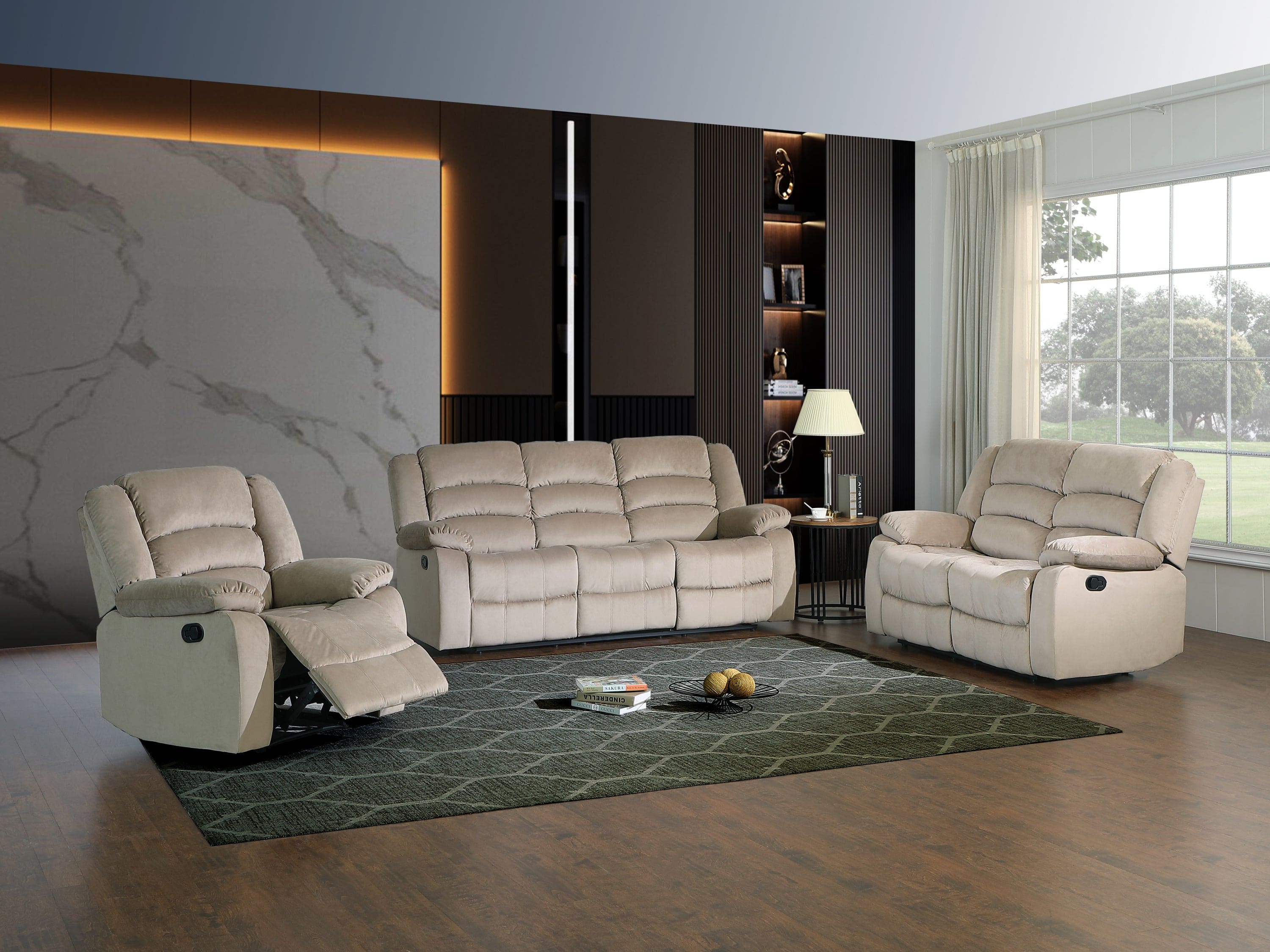 Global United Transitional Microfiber Fabric Recliner Chair