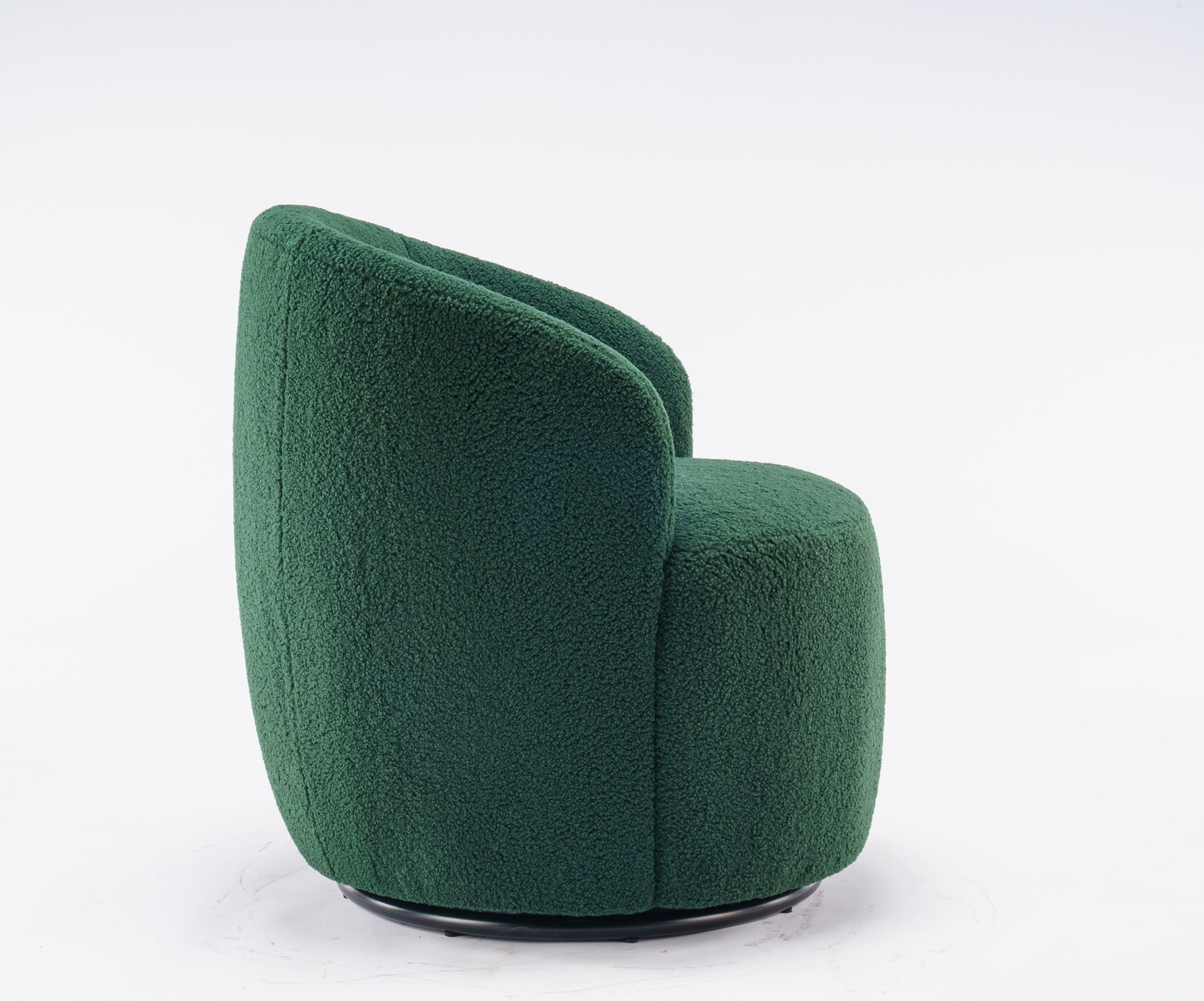 Teddy Fabric Swivel Accent Armchair Barrel Chair With Black Powder Coating Metal Ring,Dark Green