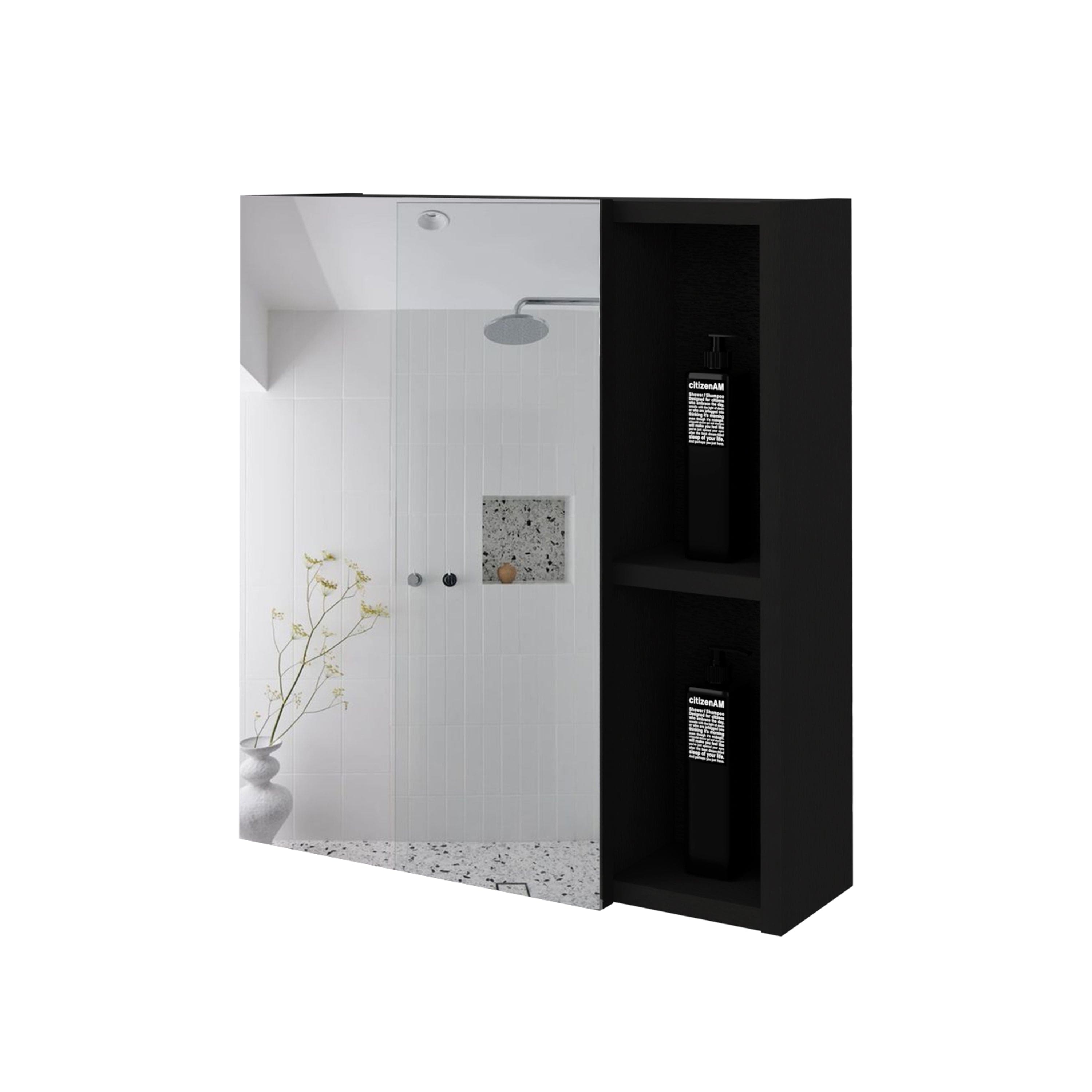 Medicine Cabinet Mirror Clifton, Five Internal Shelves, Black Wengue Finish