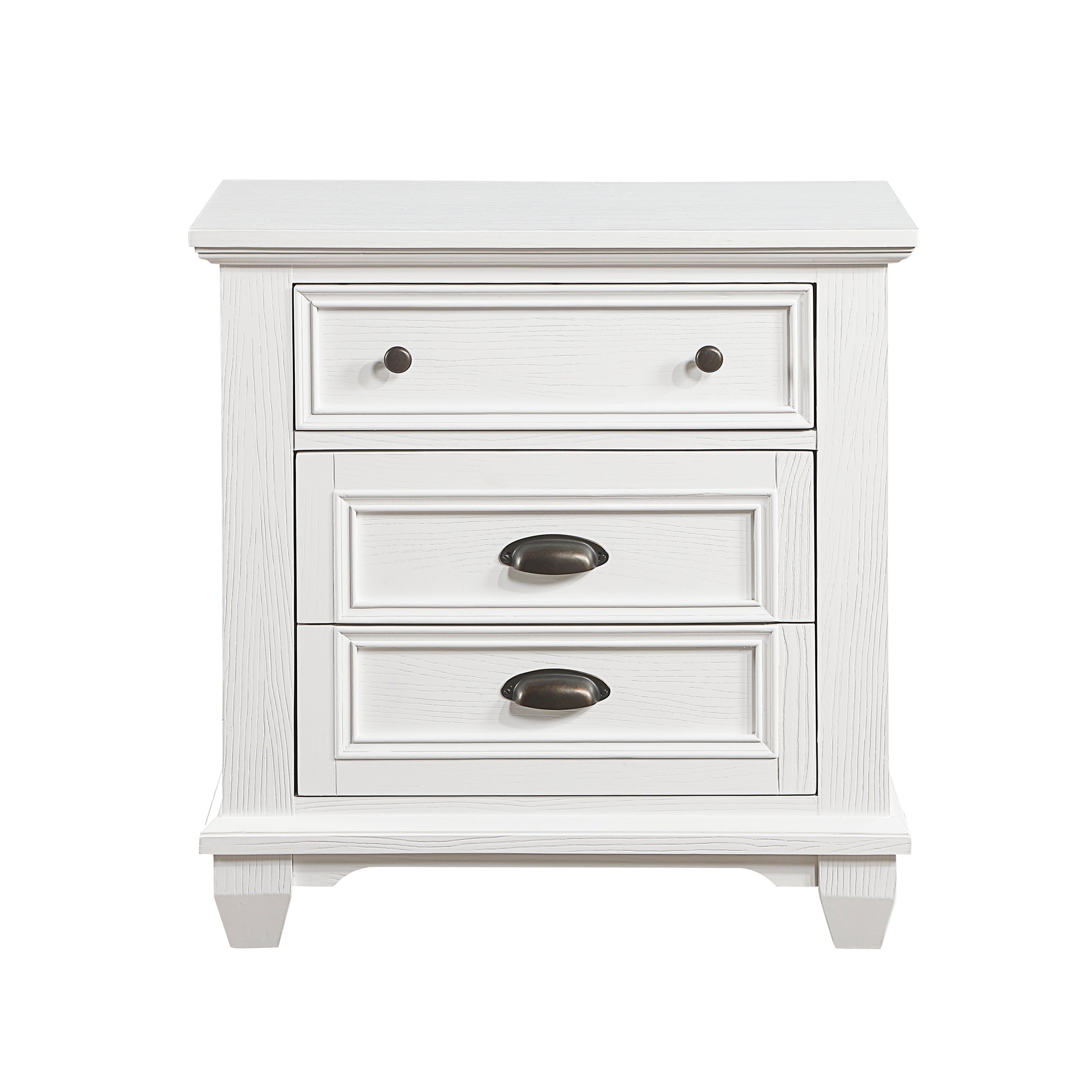 White Finish Two Drawers Nightstand 1pc Traditional Framing Wooden Bedroom Furniture