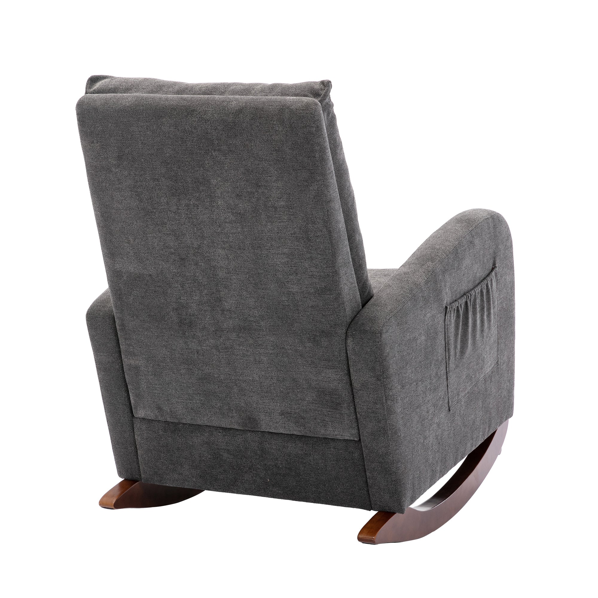 High Back Rocking Chair Nursery Chair .Comfortable Rocker Fabric Padded Seat .Modern High Back Armchair