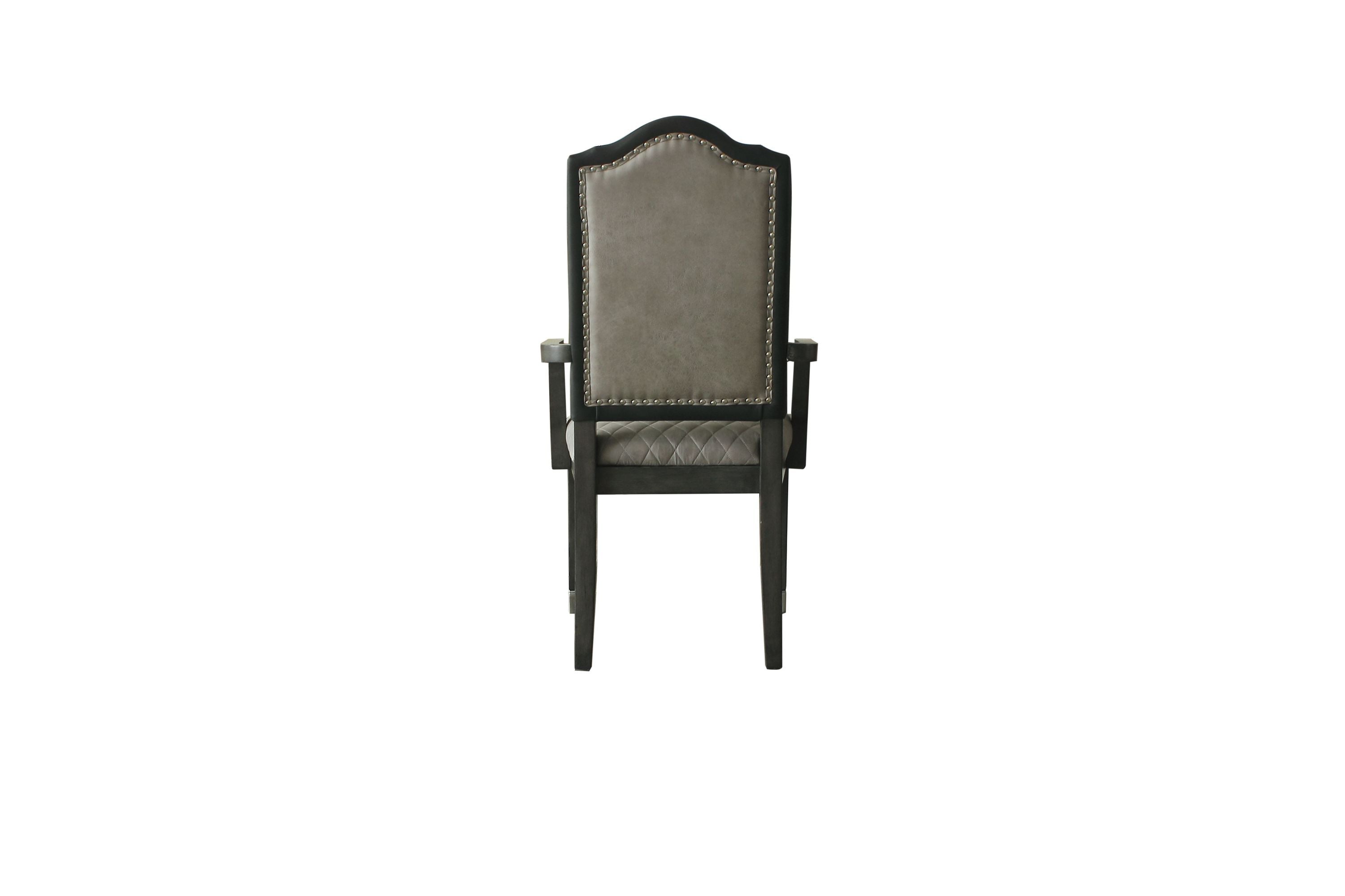 ACME House Beatrice Arm Chair, Two Tone Beige Fabric & Charcoal Finish 68813