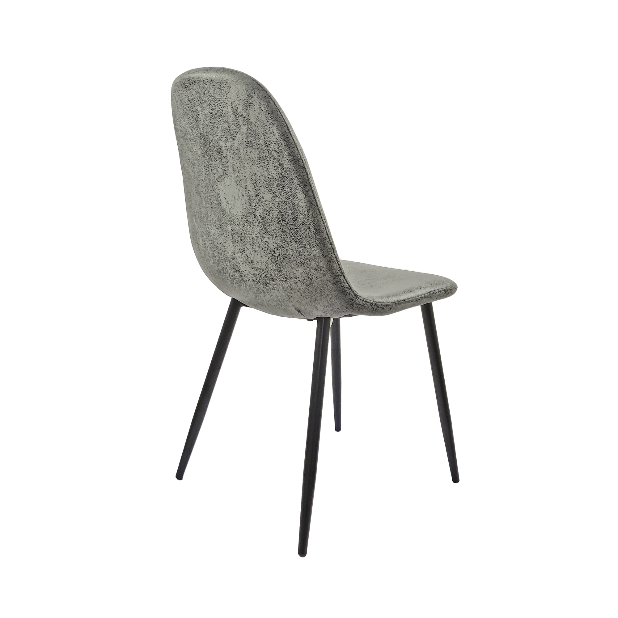 Dining Chairs Set of 4, Modern Accent Chairs with Soft glove suede Fabric Upholstered Seat, Spoon Shape Kitchen Chair with Black Metal Legs Dining Side Chairs for Dining Room Kitchen (Grey)