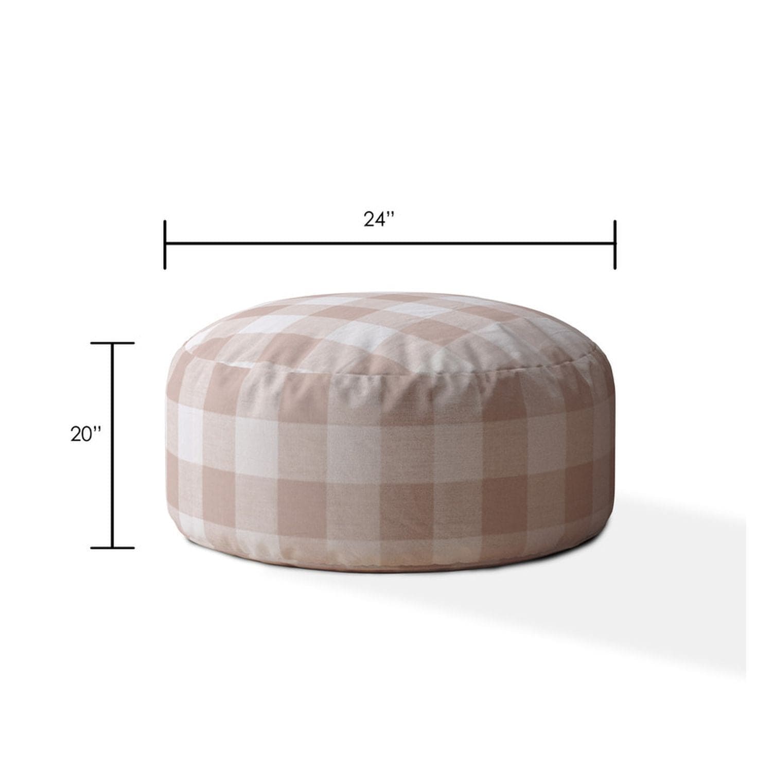 Indoor ANDY Blush Round Zipper Pouf - Cover Only - 24in dia x 20in tall