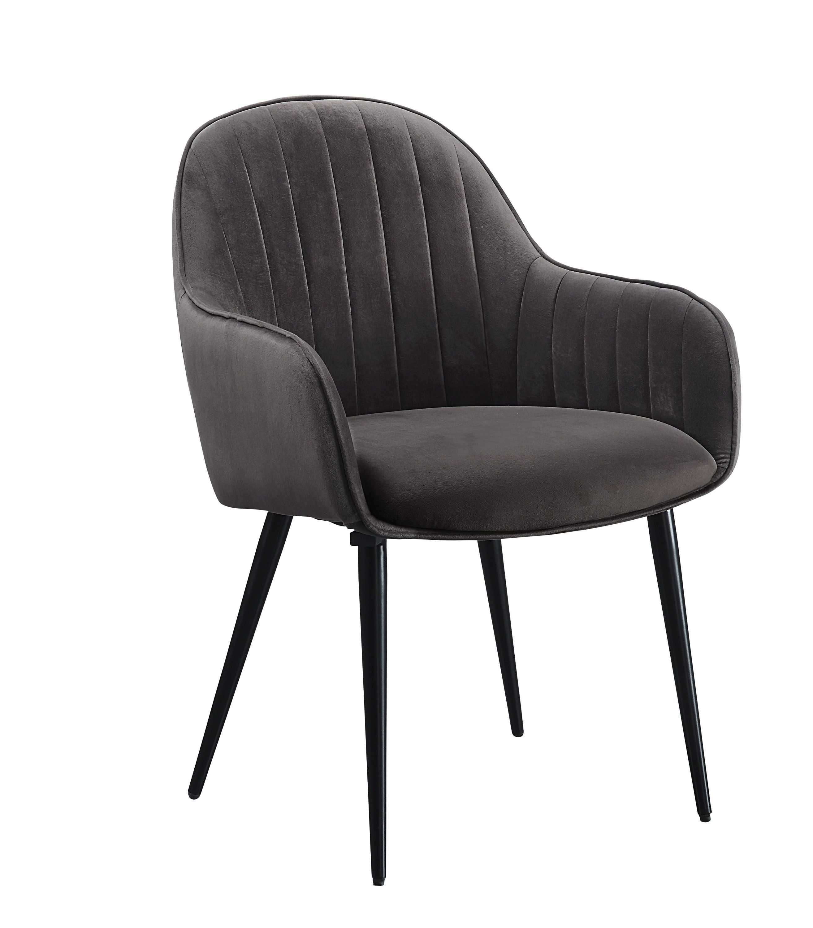 ACME Caspian Side Chair, Dark Gray Fabric & Black Finish 74011