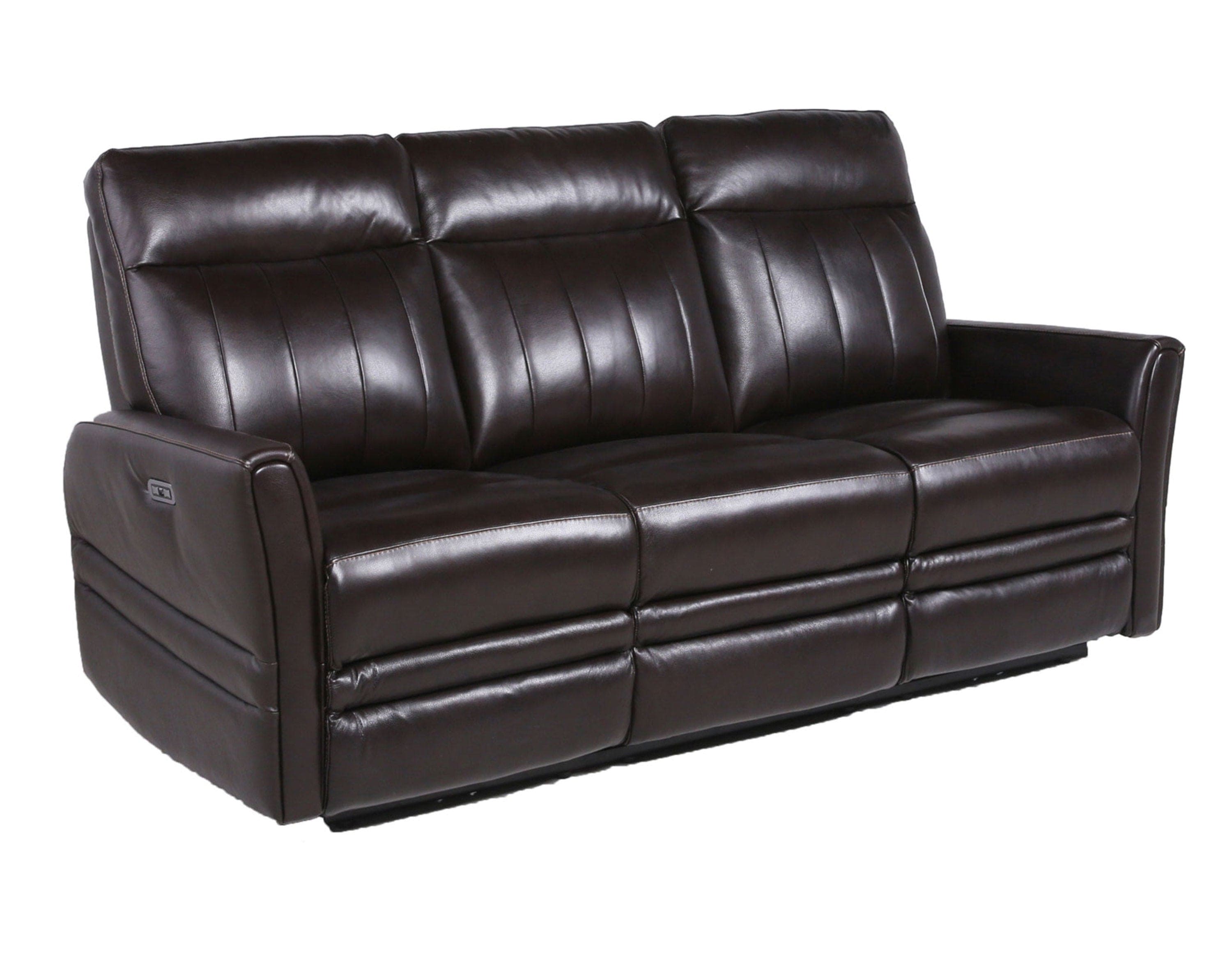 Luxury Power Reclining Sofa Recliner in Dark Brown Top-Grain Leather - Ultimate Comfort with Power Leg Rest and Articulating Headrest - Elegant and Relaxing Furniture for Living Room or Home Theater