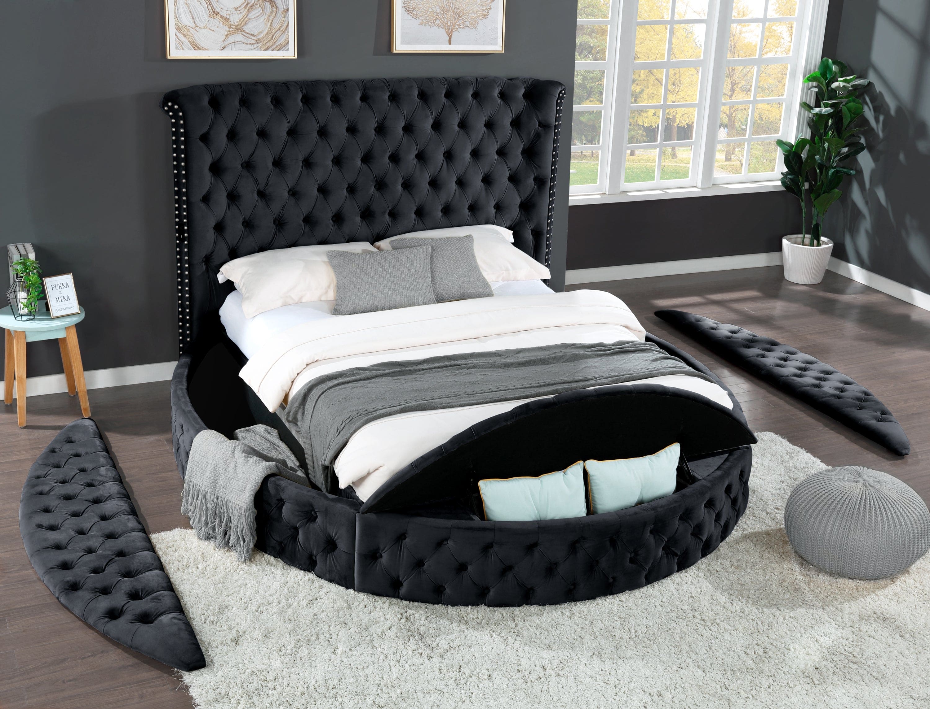 Hazel King 4 Pc Bedroom Set Made With Wood In Black Color