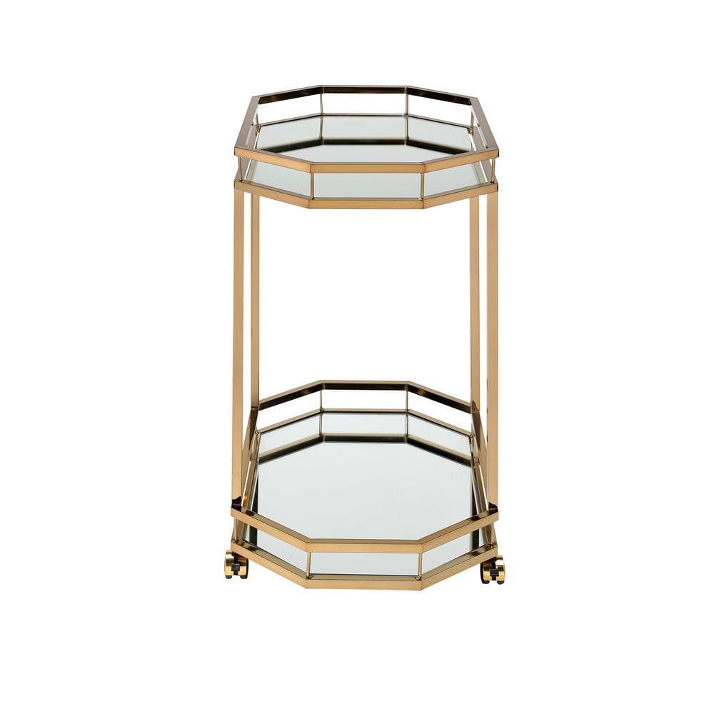 ACME Lacole Serving Cart, Champagne & Mirror 98197