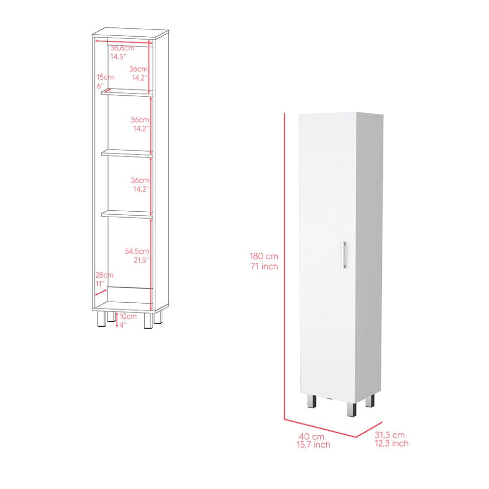 Storage Cabinet Molekeede, Four Shelves, White Finish