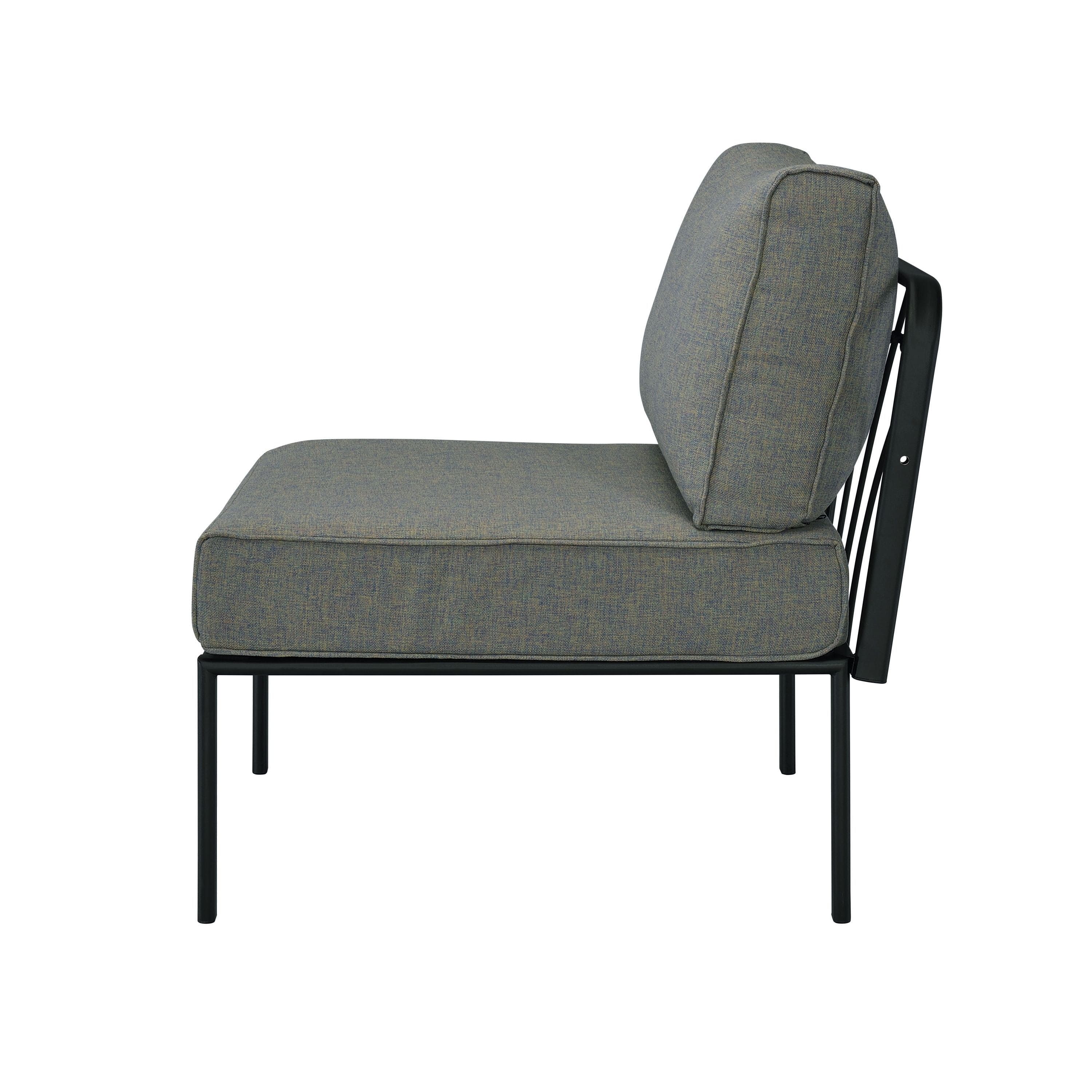 ACME Rajni Patio-Armless Chair, Gray Fabric & Black Finish OT01762