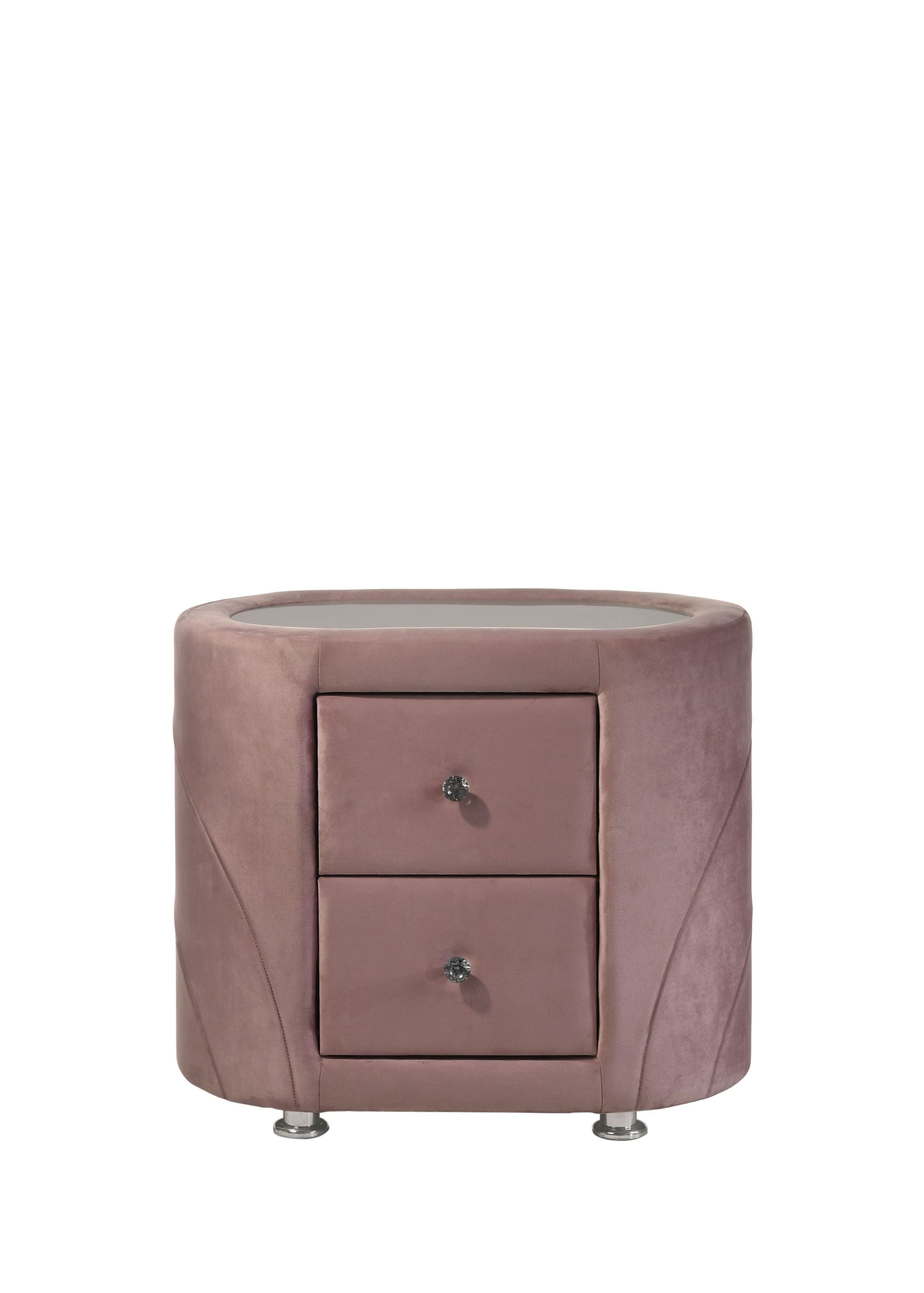 ACME Salonia Nightstand, Pink Velvet BD01184