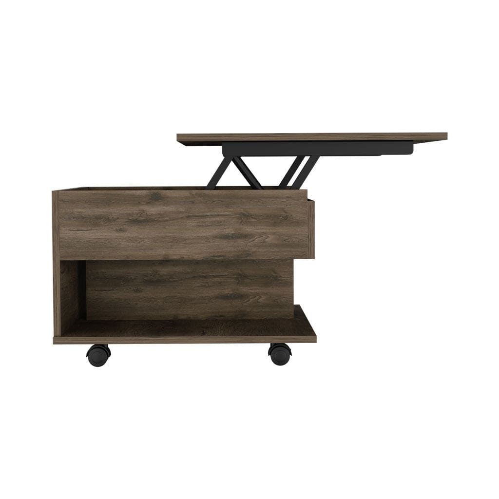 Lift Top Coffee Table Mercuri, Casters, Dark Brown Finish