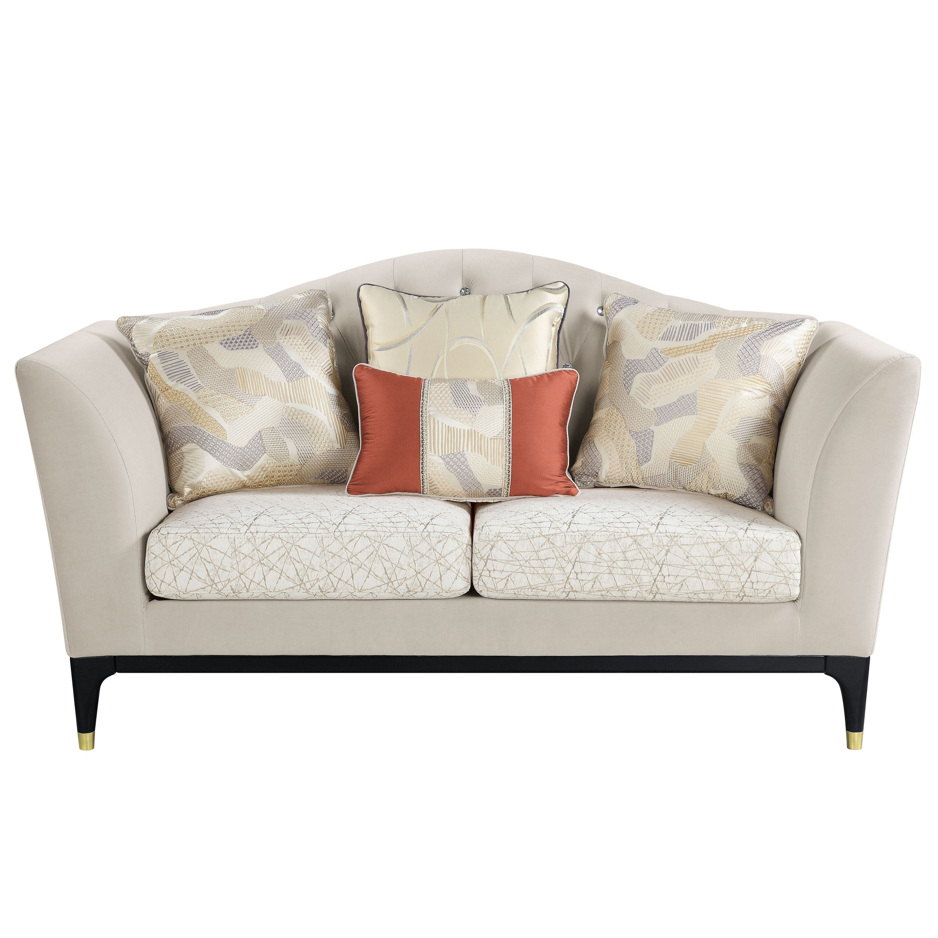 ACME Tayden Loveseat w/4 Pillows, Beige Velvet LV01156