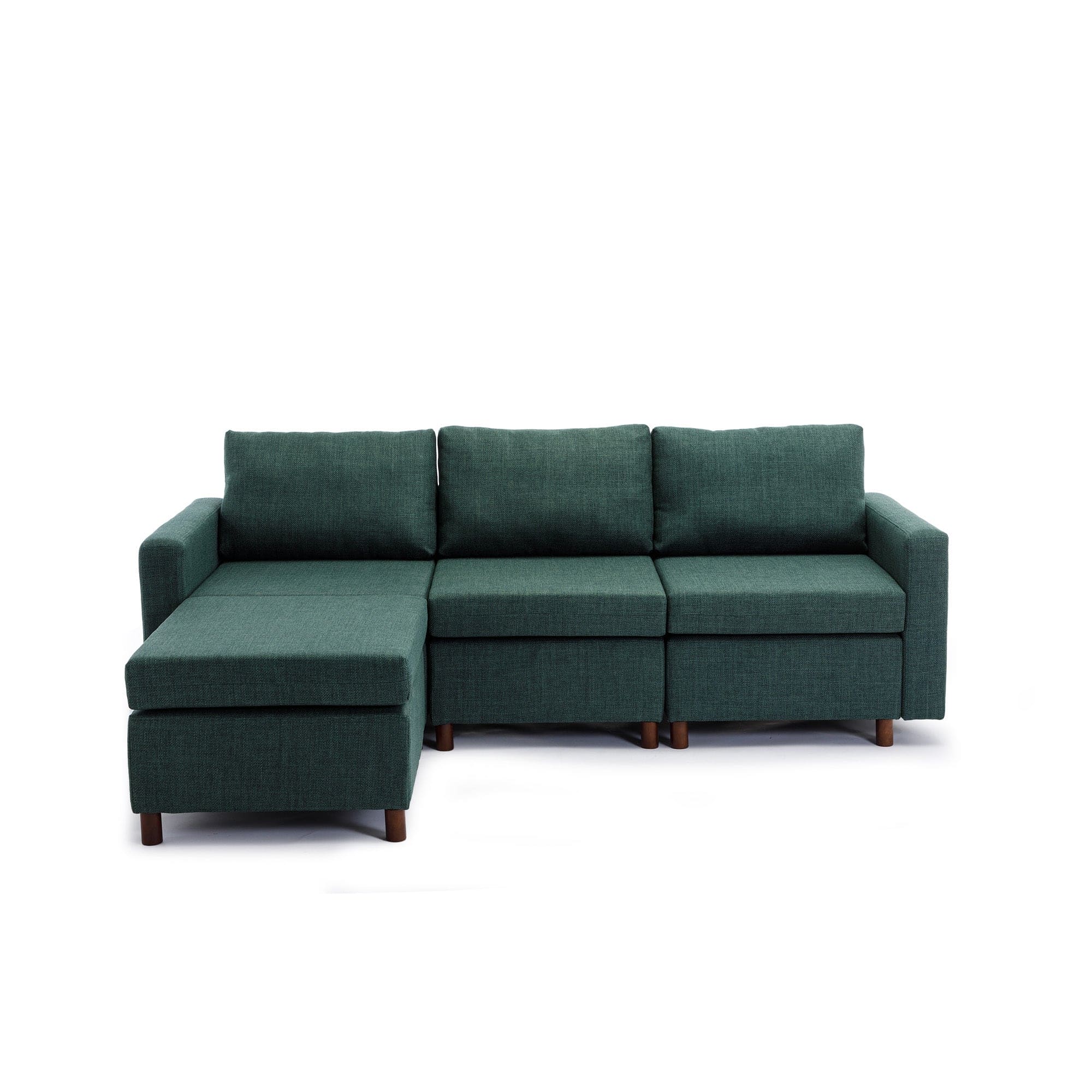 3 Seat Module Sectional Sofa Couch With 1 Ottoman for living room,Seat Cushion and Back Cushion Non-Removable and Non-Washable,Green