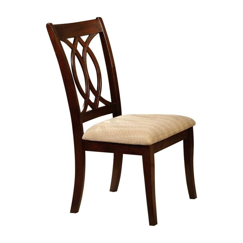 Classic Transitional Dining Chairs Brown Cherry Solid wood Padded Fabric Seat Set of 2 Side Chairs Dining Room Furniture Beautifully-crafted chairs