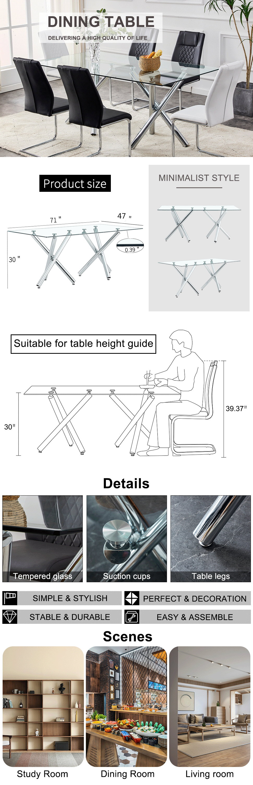 Rectangular Glass Dining Table