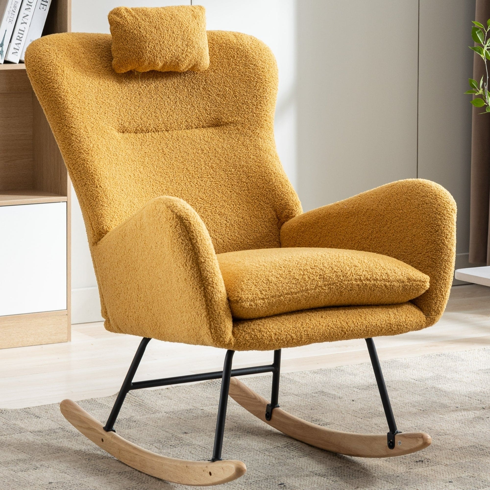 35.5 inch Rocking Chair with Pocket, (TURMERIC)