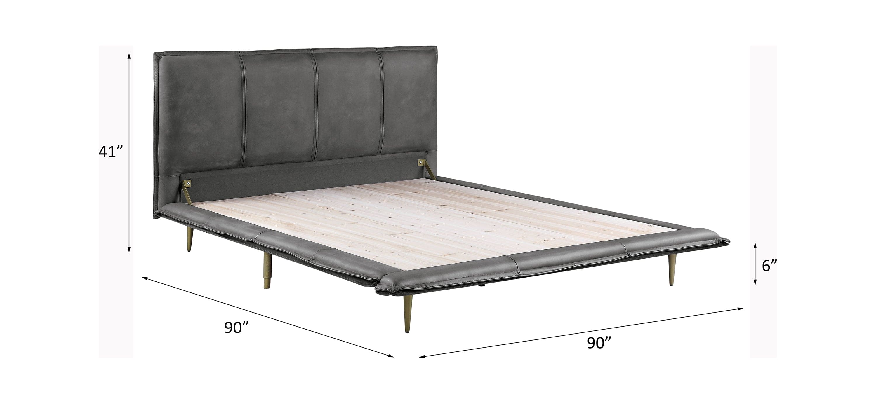 ACME Metis Eastern King Bed in Gray Top Grain Leather