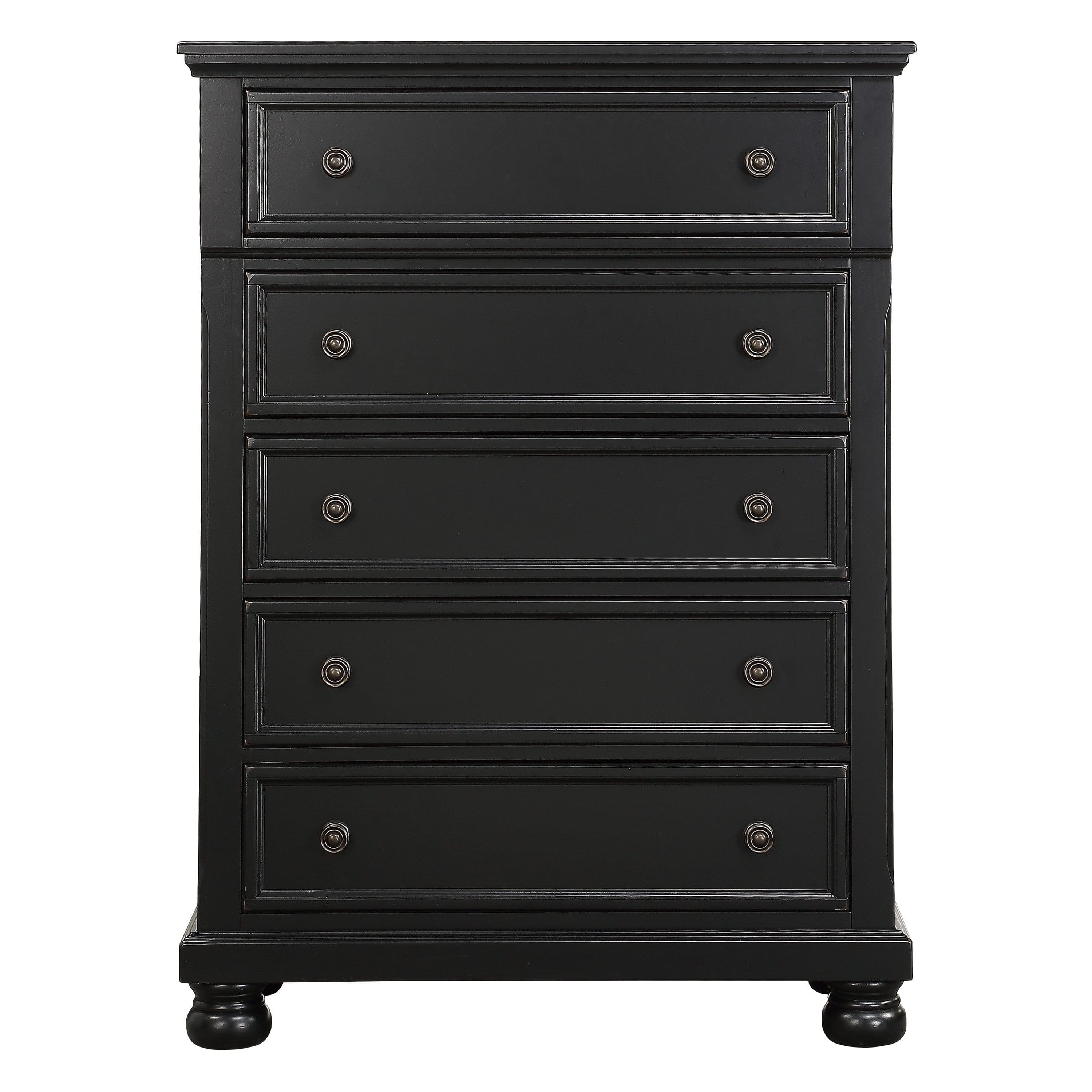 Casual Transitional Styling 1pc Chest of Drawers Black Finish Bun Feet Bedroom Furniture