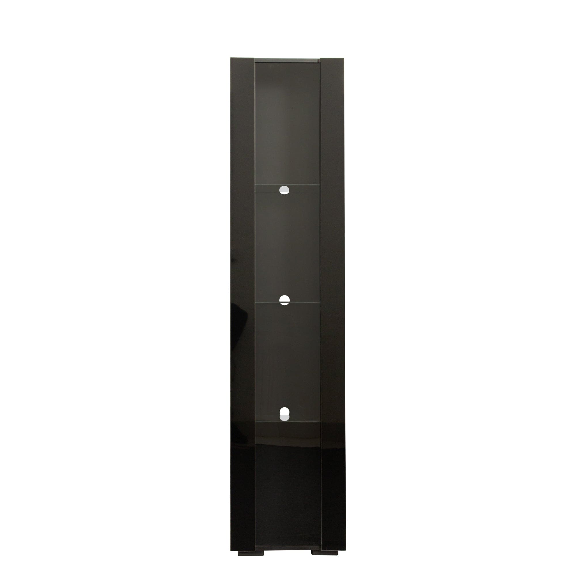 Black side cabinet with aluminum strip lamp,With large storage space