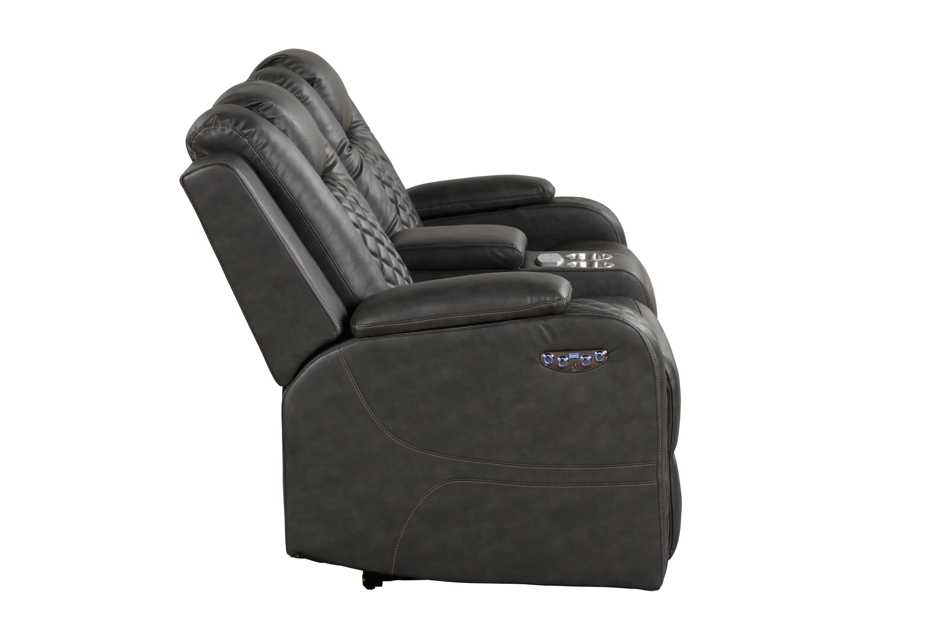 Benz LED & Power Reclining Loveseat Made With Faux Leather in Gray