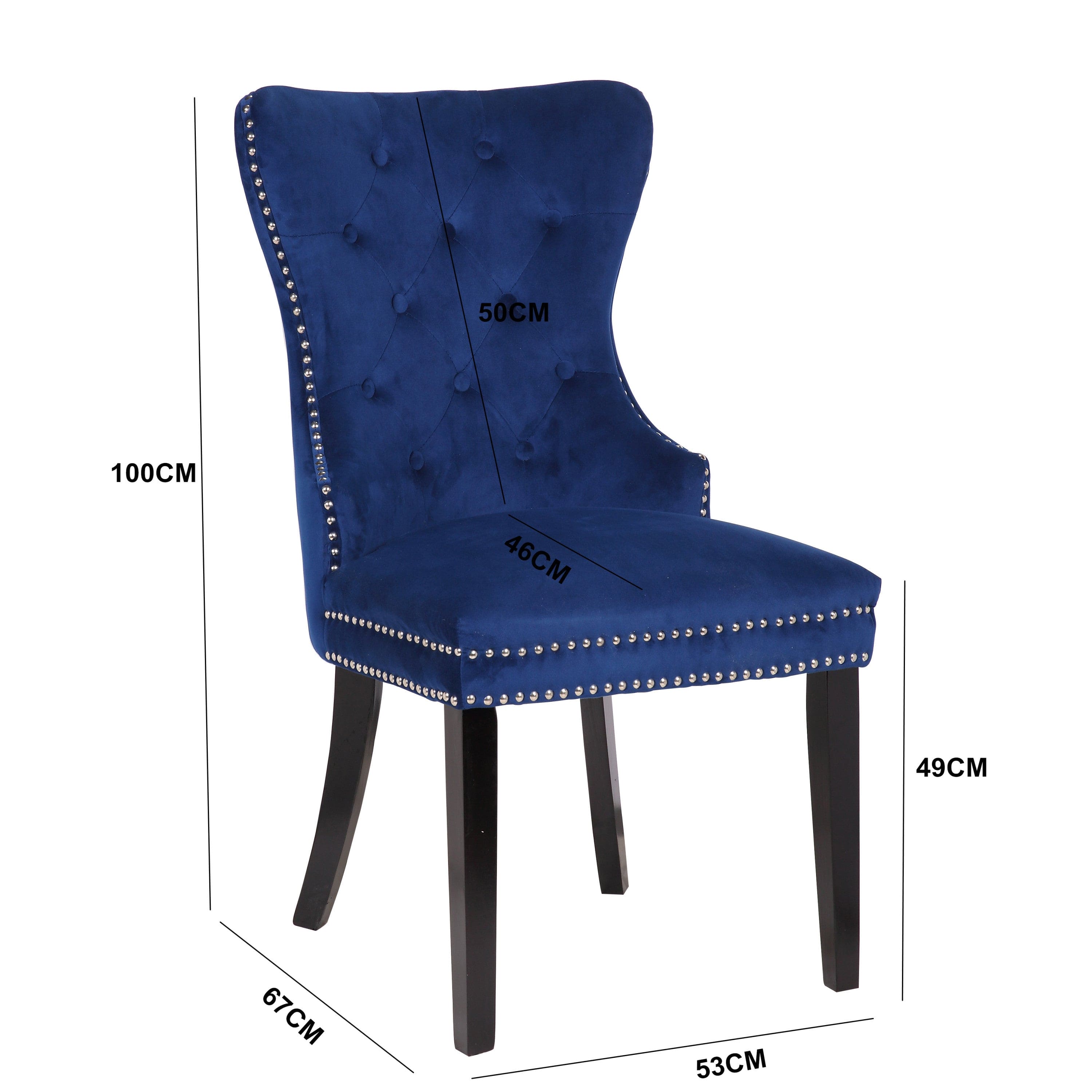 Erica 2 Piece Stainless Steel Legs Chair Finish with Velvet Fabric in Blue