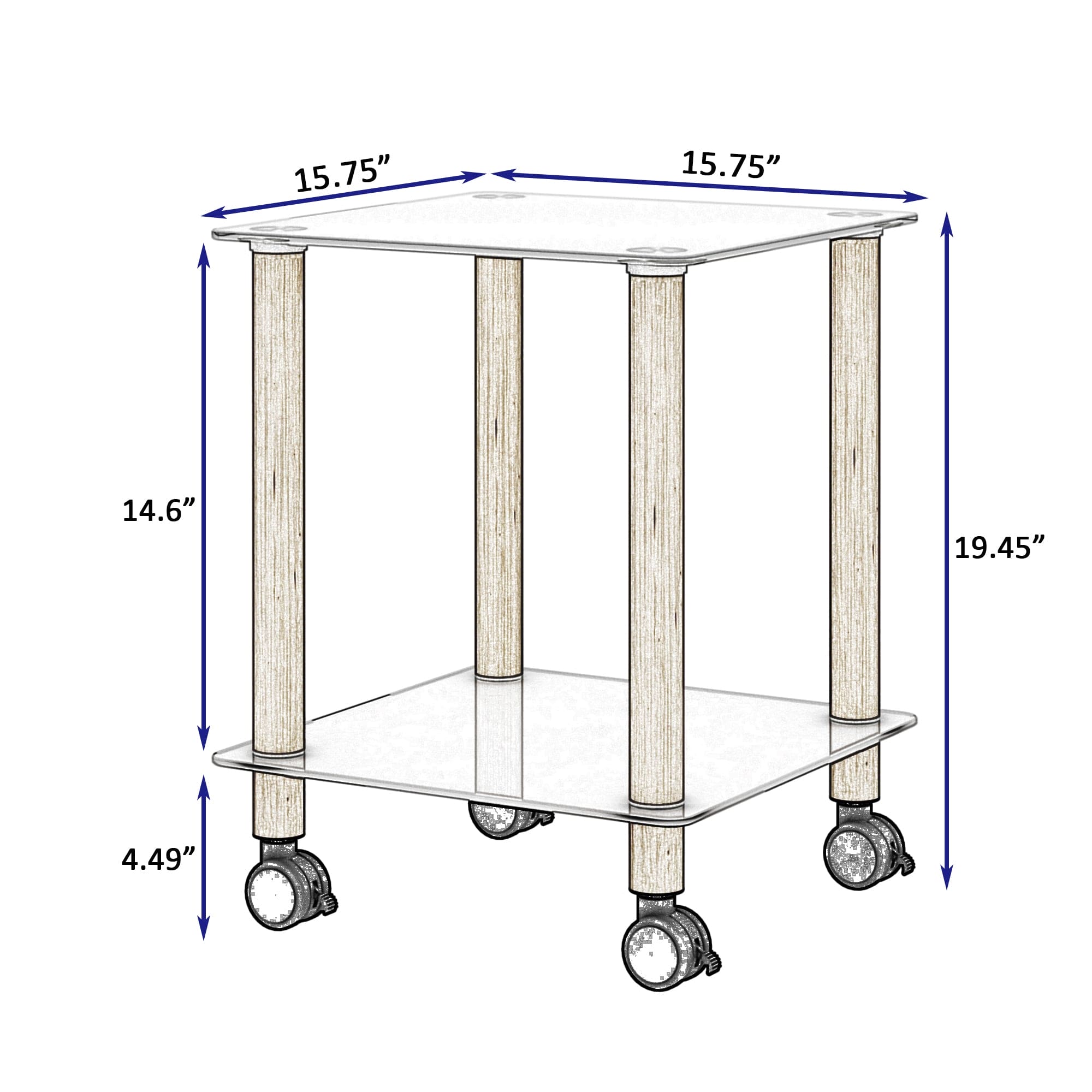 2-Piece White+Oak Side Table , 2-Tier Space End Table ,Modern Night Stand, Sofa table, Side Table with Storage Shelve