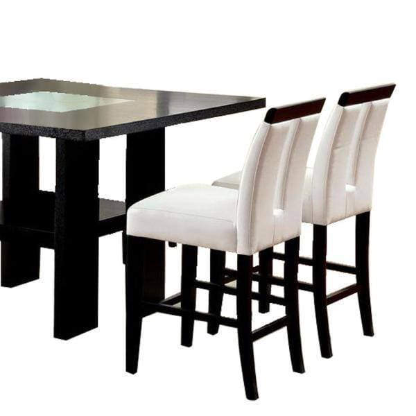 Set of 2 Chairs Black And White Leatherette Beautiful Padded Counter height Chairs Slit Back Design Kitchen Dining Room Furniture