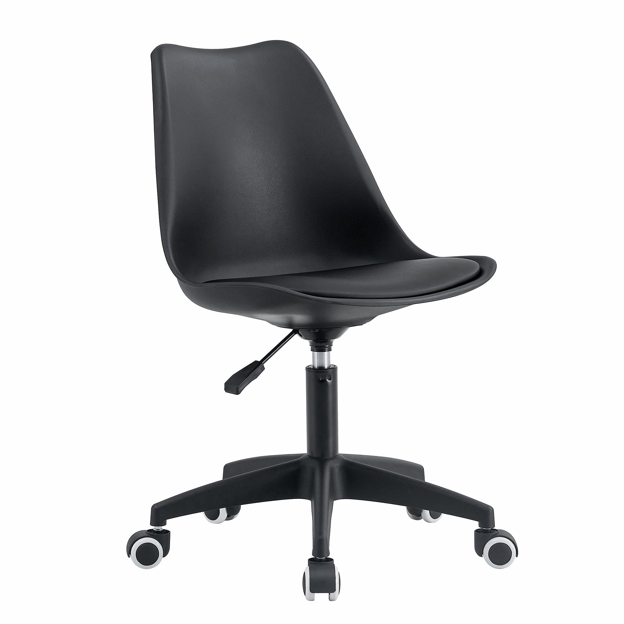 Modern family black Office chair, adjustable 360 ° swivel chair engineering plastic armless swivel computer chair, suitable for living room, bedroom, office, hotel dining room