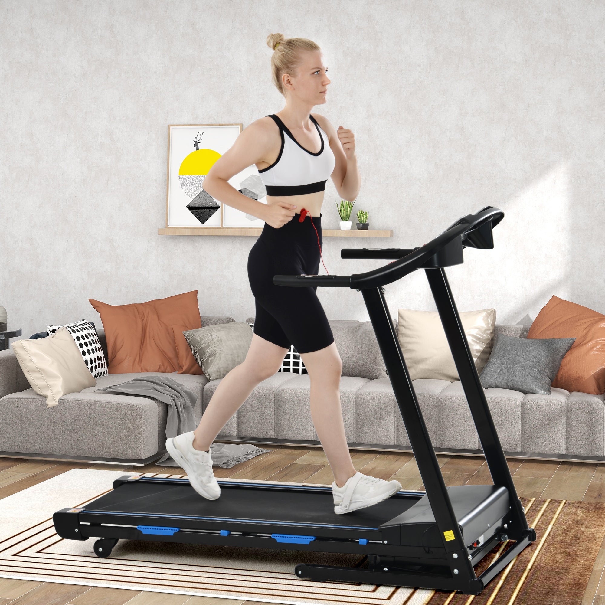 Treadmills for Home, Electric Treadmill with  Automatic Incline, Foldable 3.25HP Workout Running Machine Walking, Double Running Board Shock Absorption Pulse Sensor Bluetooth Speaker APP FITSHOW.