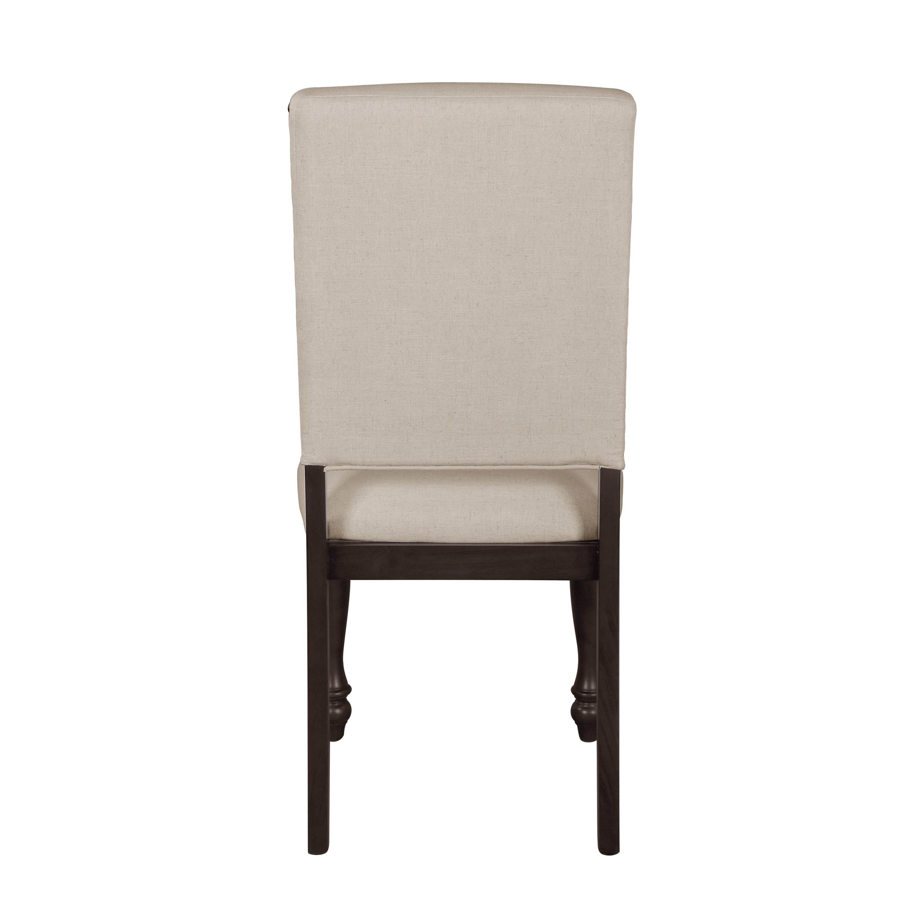 Fabric Upholstery Side Chairs 2pc Set Grayish Brown Finish Wood Frame Nailhead Trim Turned Legs Dining Furniture