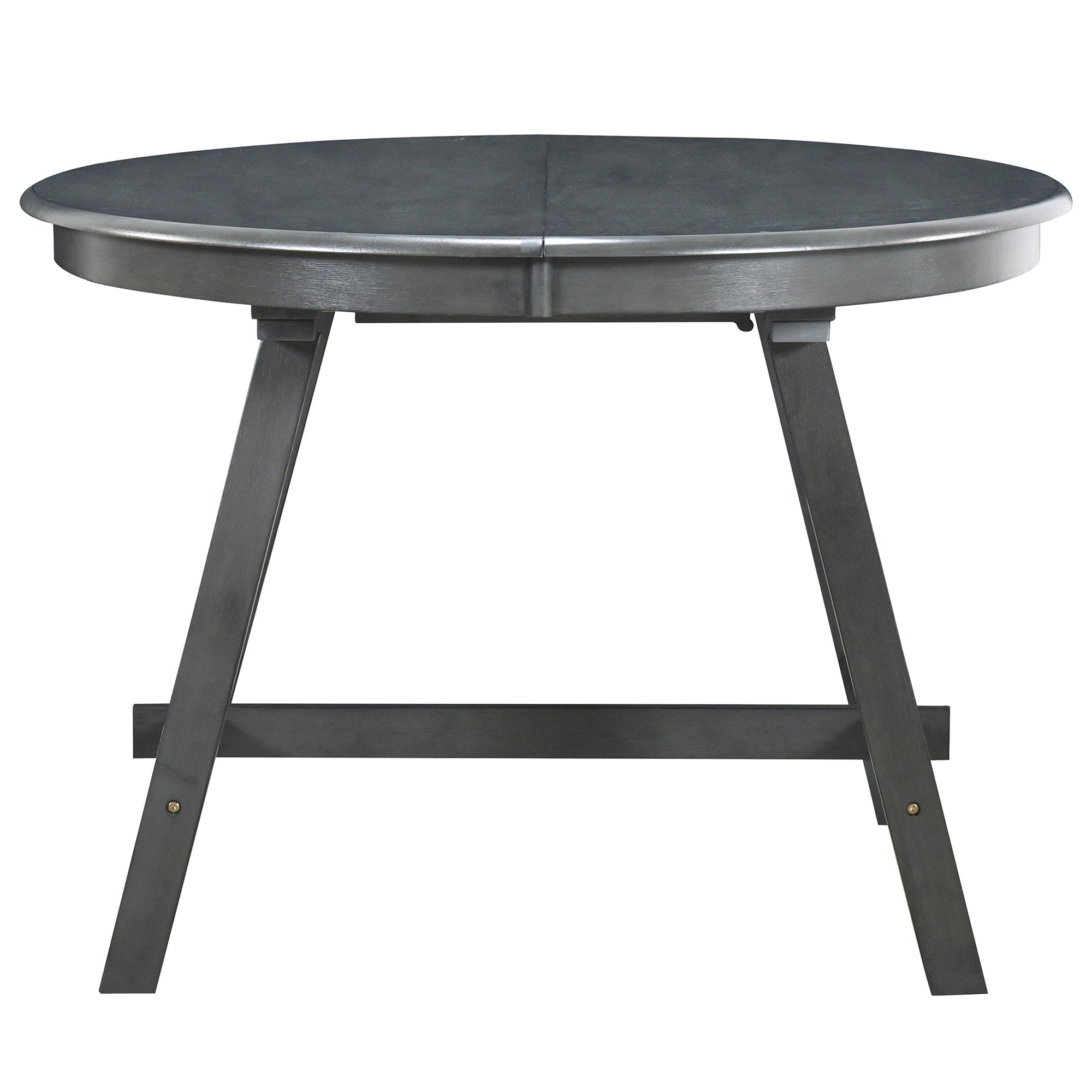 TREXM Wood Dining Table Round Extendable Dining Table for Dining Room (Gray)