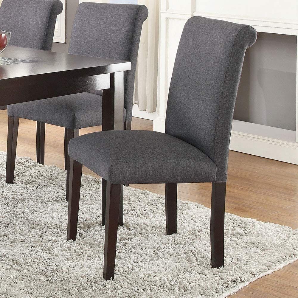 Transitional Blue Grey Polyfiber Chairs Dining Seating Set of 2 Dining chairs Plywood Birch Dining Room