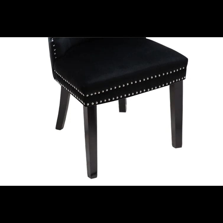 Erica 2 Piece Wood Legs Dinning Chair Finish with Velvet Fabric in Black