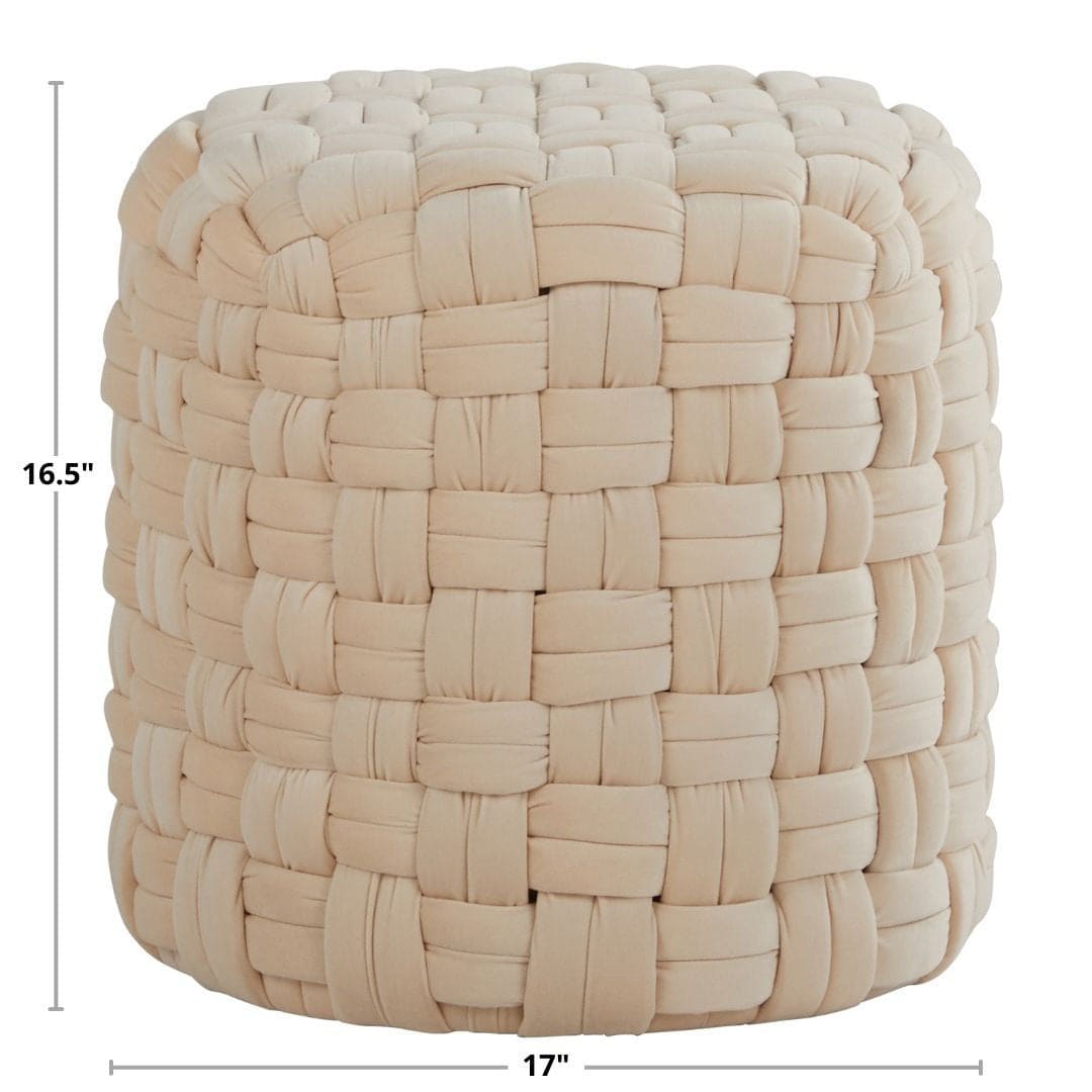 Braided Round 16" Ottoman in Cream Velvet by LumiSource