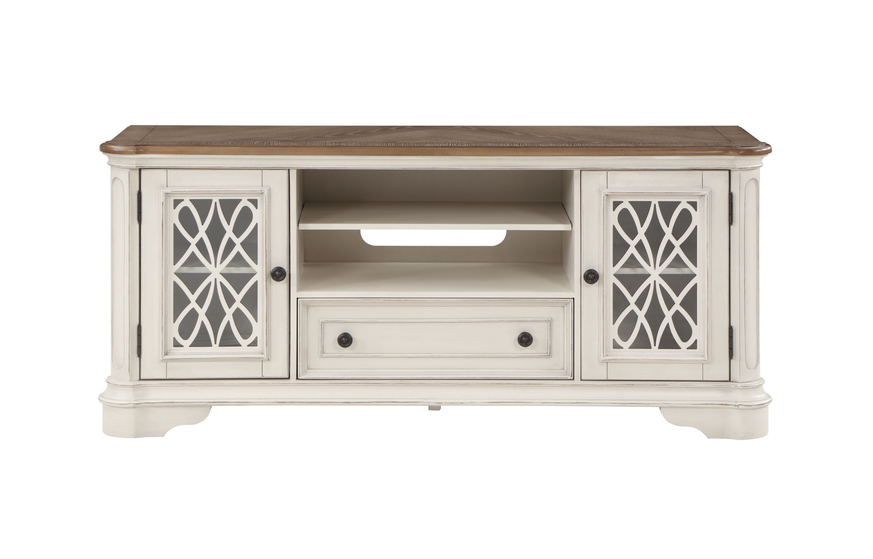 ACME Florian TV Stand in Oak & Antique White Finish LV01665