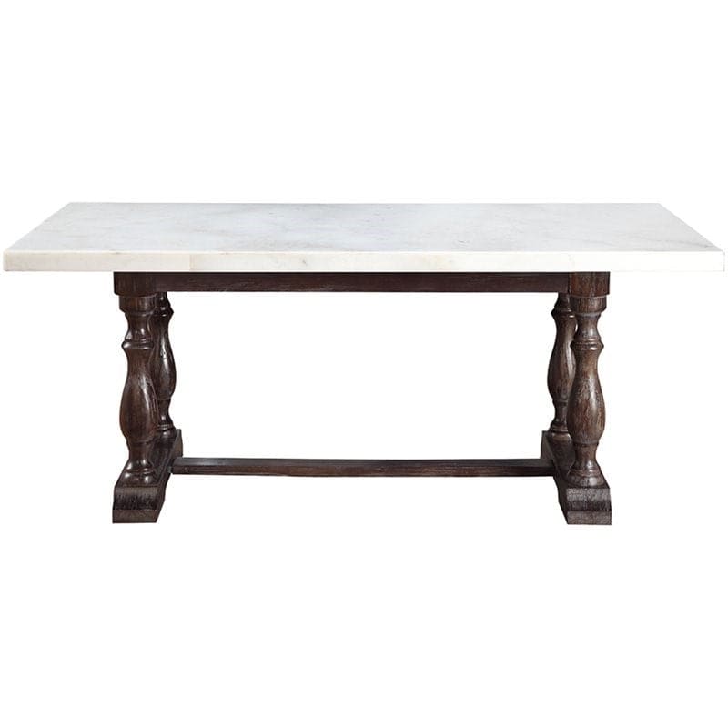 ACME Gerardo Dining Table in White Marble & Weathered Espresso 60820