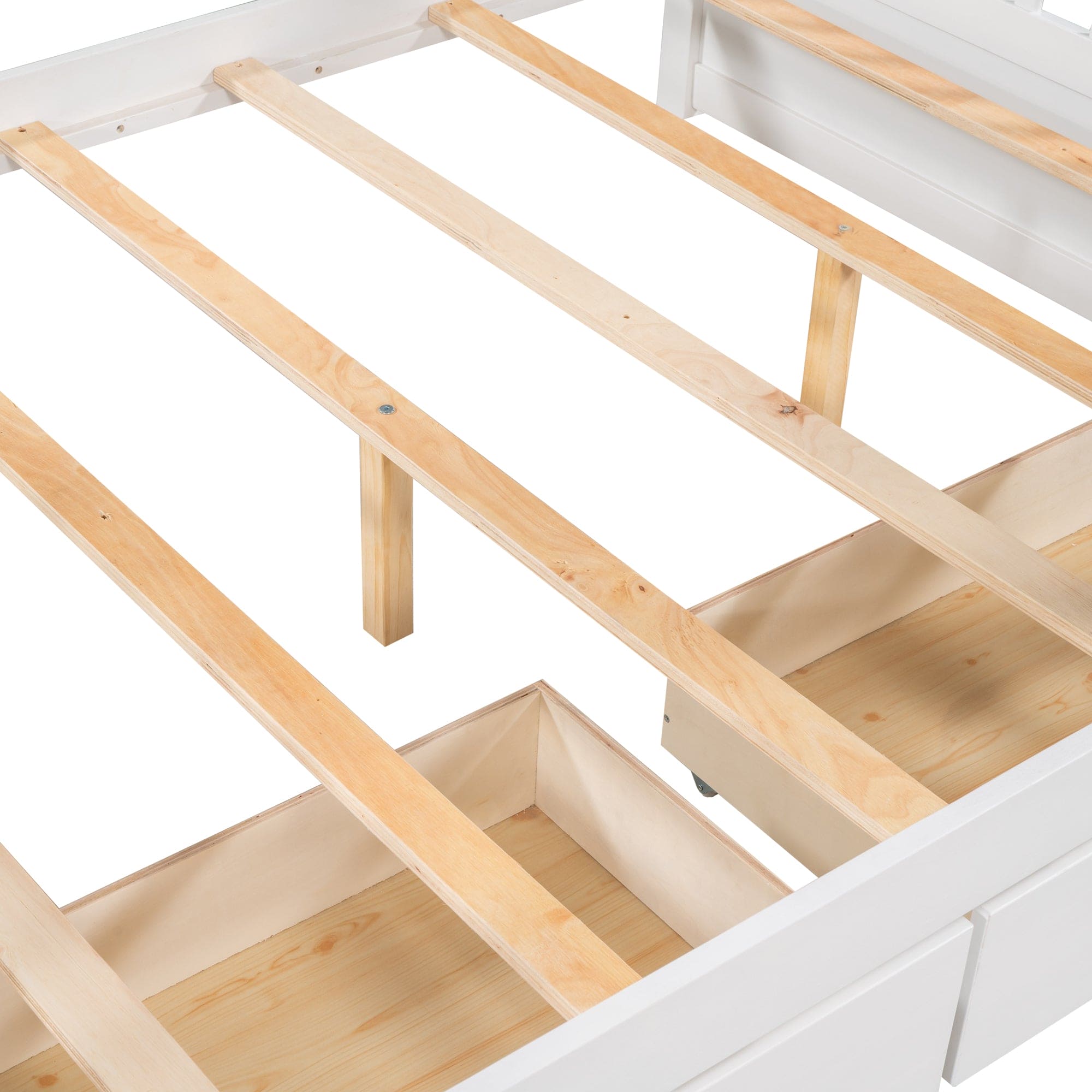 Full-Over-Full Bunk Bed with Ladders and Two Storage Drawers (White)(OLD SKU:LT000365AAK)