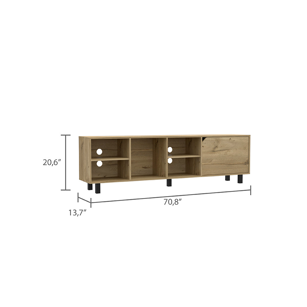 TV Stand for TV´s up 70" Estocolmo, Four Open Shelves, Light Oak Finish