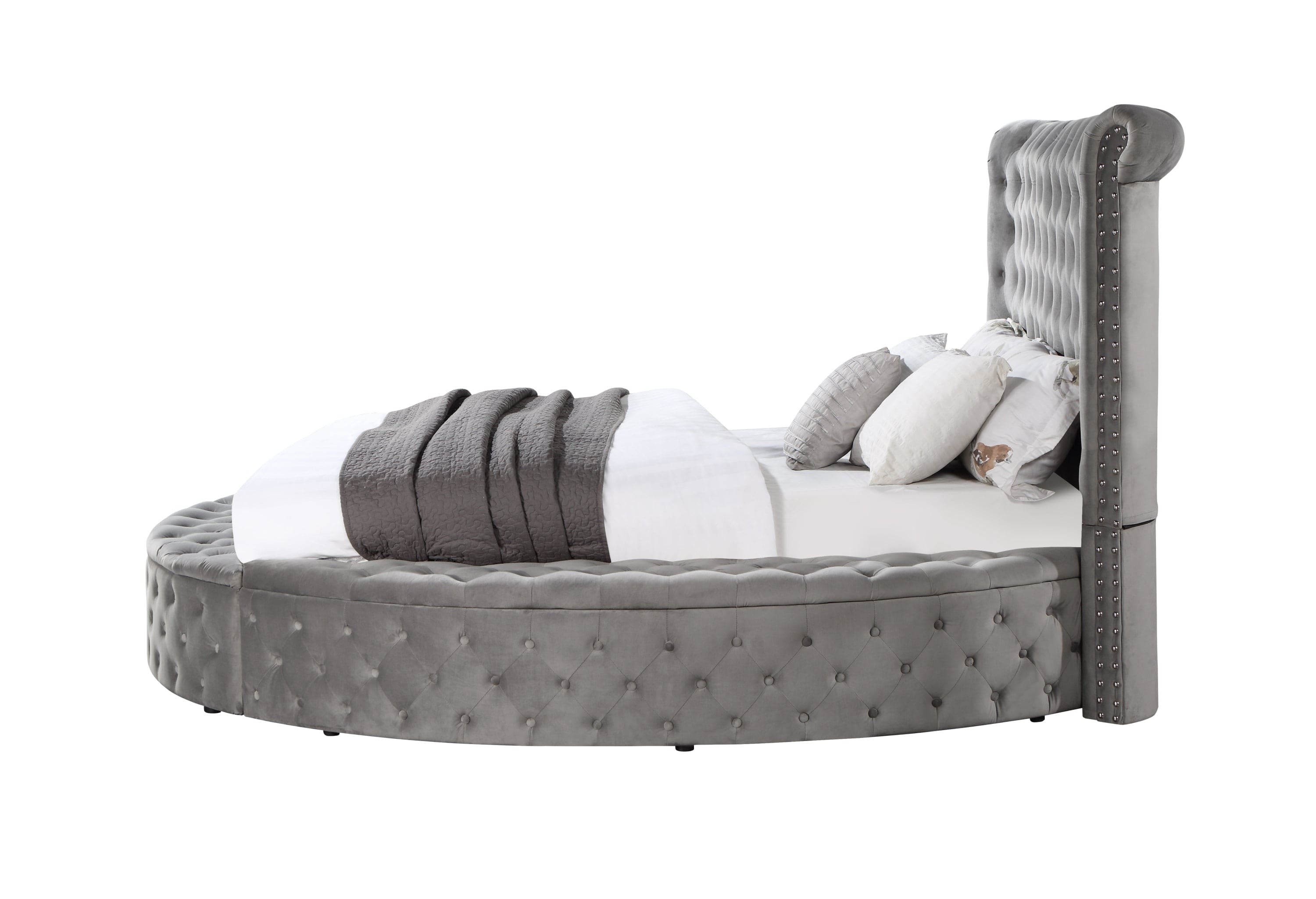 ACME Gaiva Queen Bed w/Storage, Gray Velvet BD00967Q