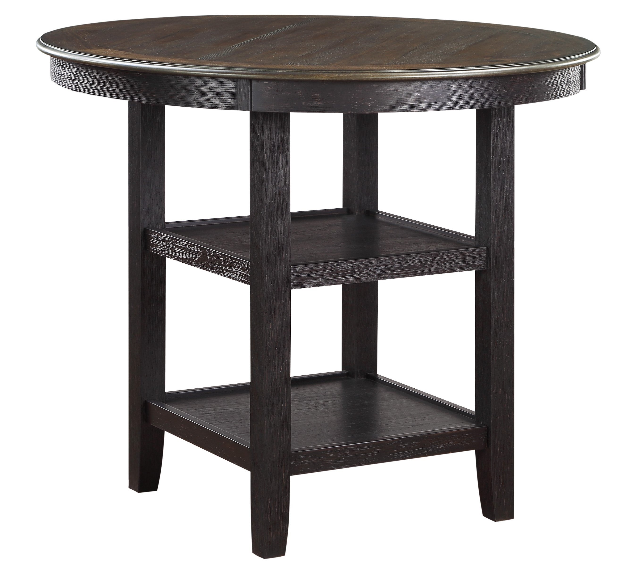 Brown and Black White Finish 1pc Counter Height Table with 2x Display Shelves Transitional Style Furniture