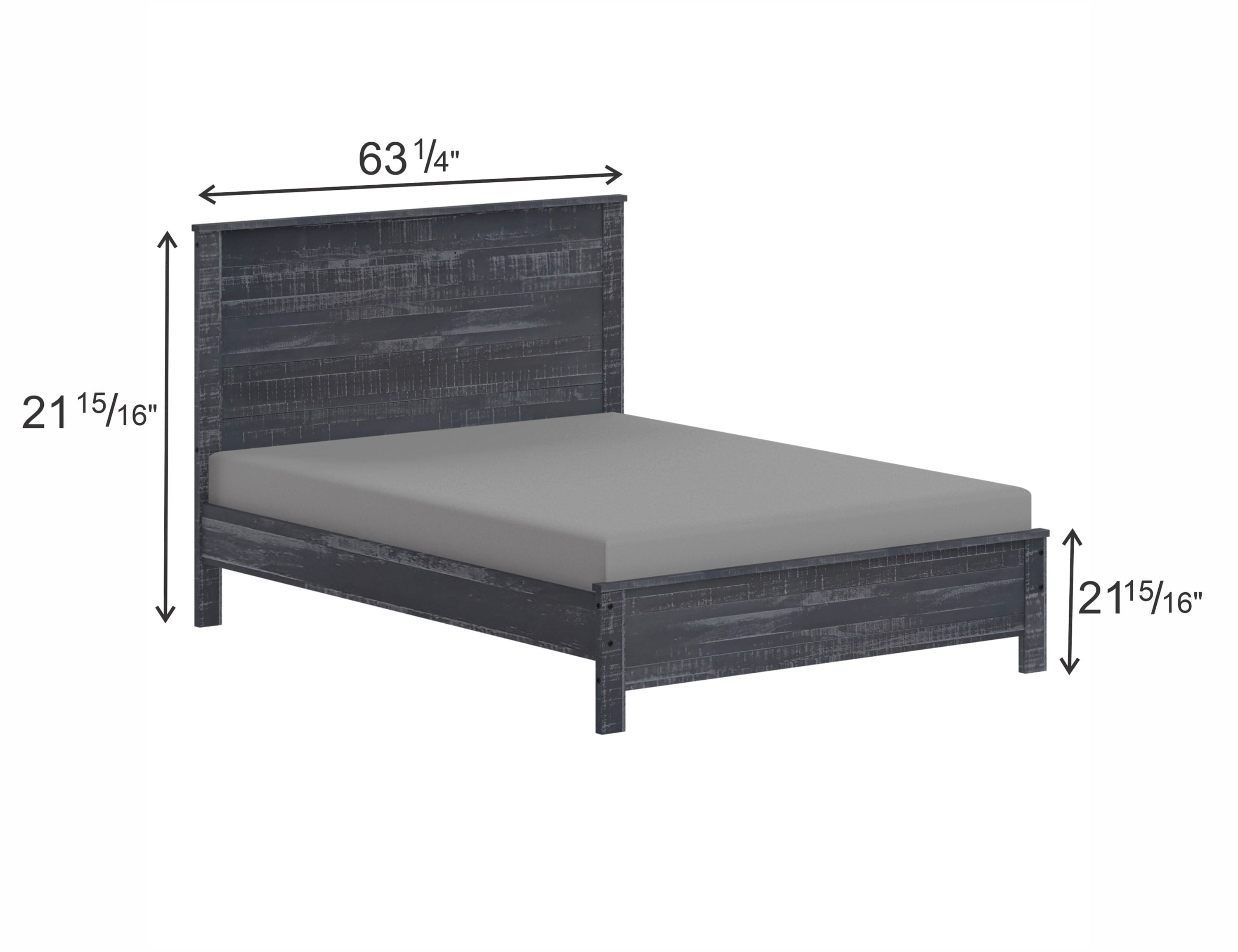 Yes4wood Albany Solid Wood Grey Bed, Modern Rustic Wooden Full Size Bed Frame Box Spring Needed